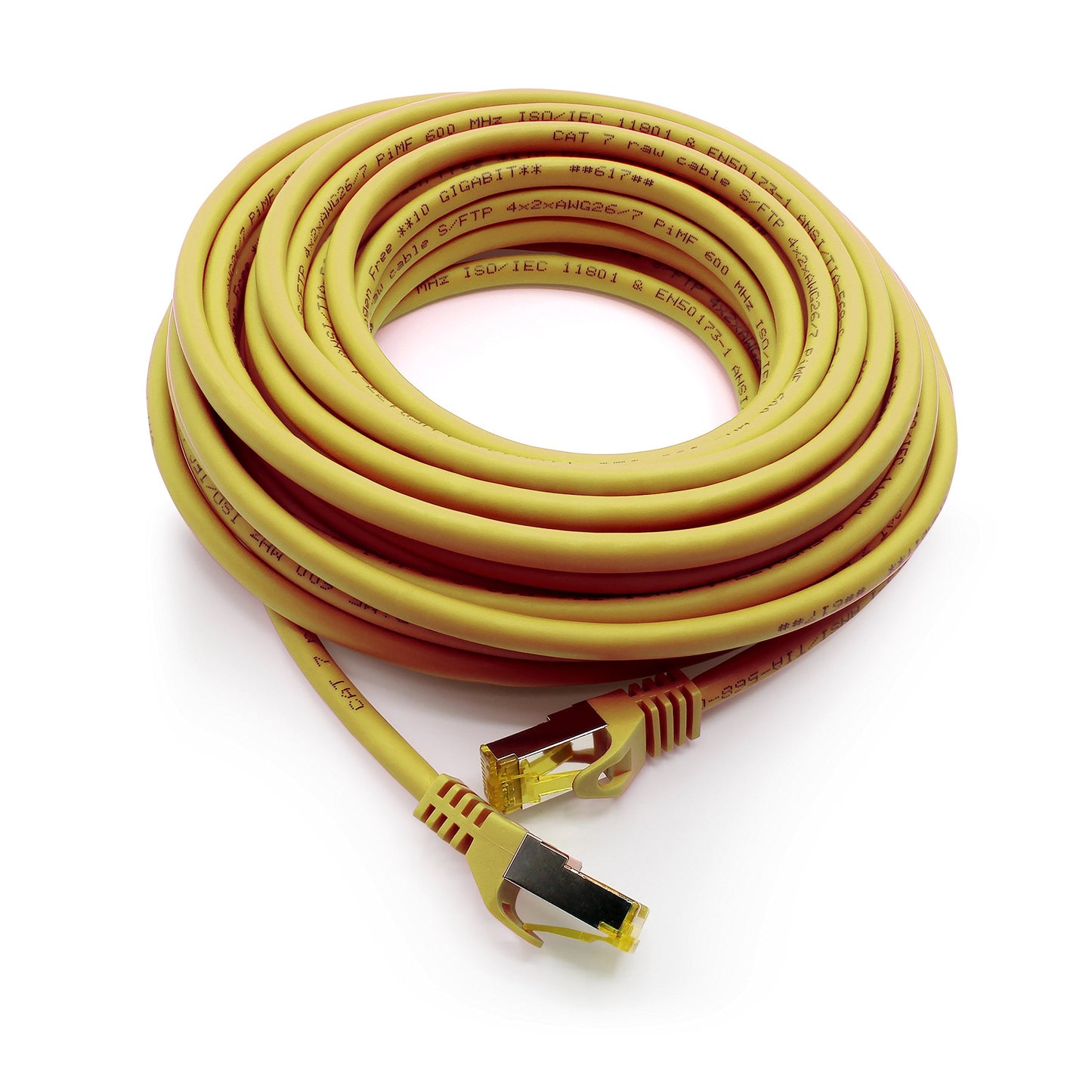 1aTTack.de Cat.7 network cable 3.0 m yellow pack of 10 Cat7 Ethernet cable network LAN cable raw cable 10 Gb s SFTP PIMF LSZH set patch cable with Rj 45 plug Cat.6a - 4251073617022