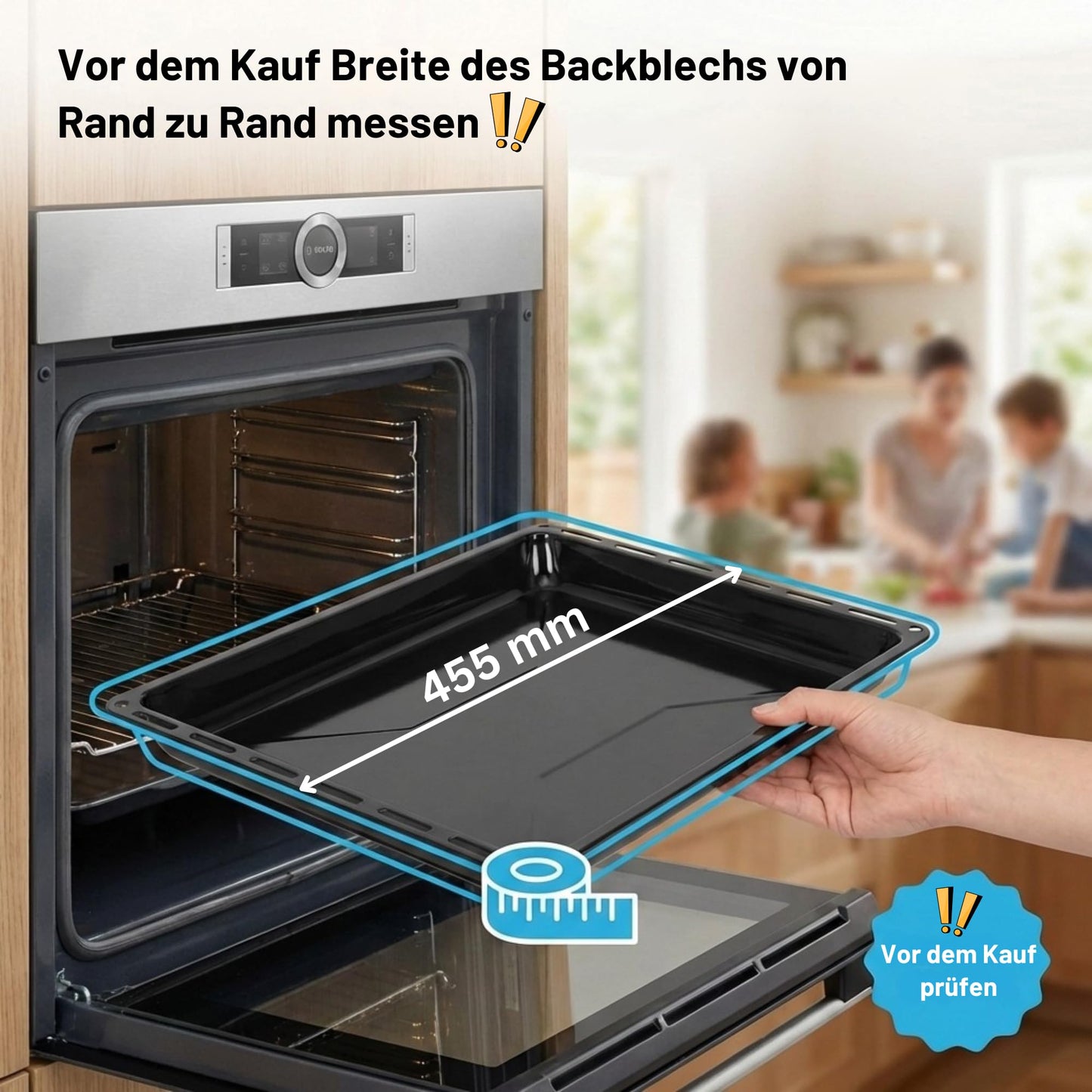 ICQN Deep baking tray 45.5 × 37.5 × 6 cm, compatible with Bosch, Siemens, Constructa & Neff, enamelled drip pan for oven & stove - YAK00-1000-000-018