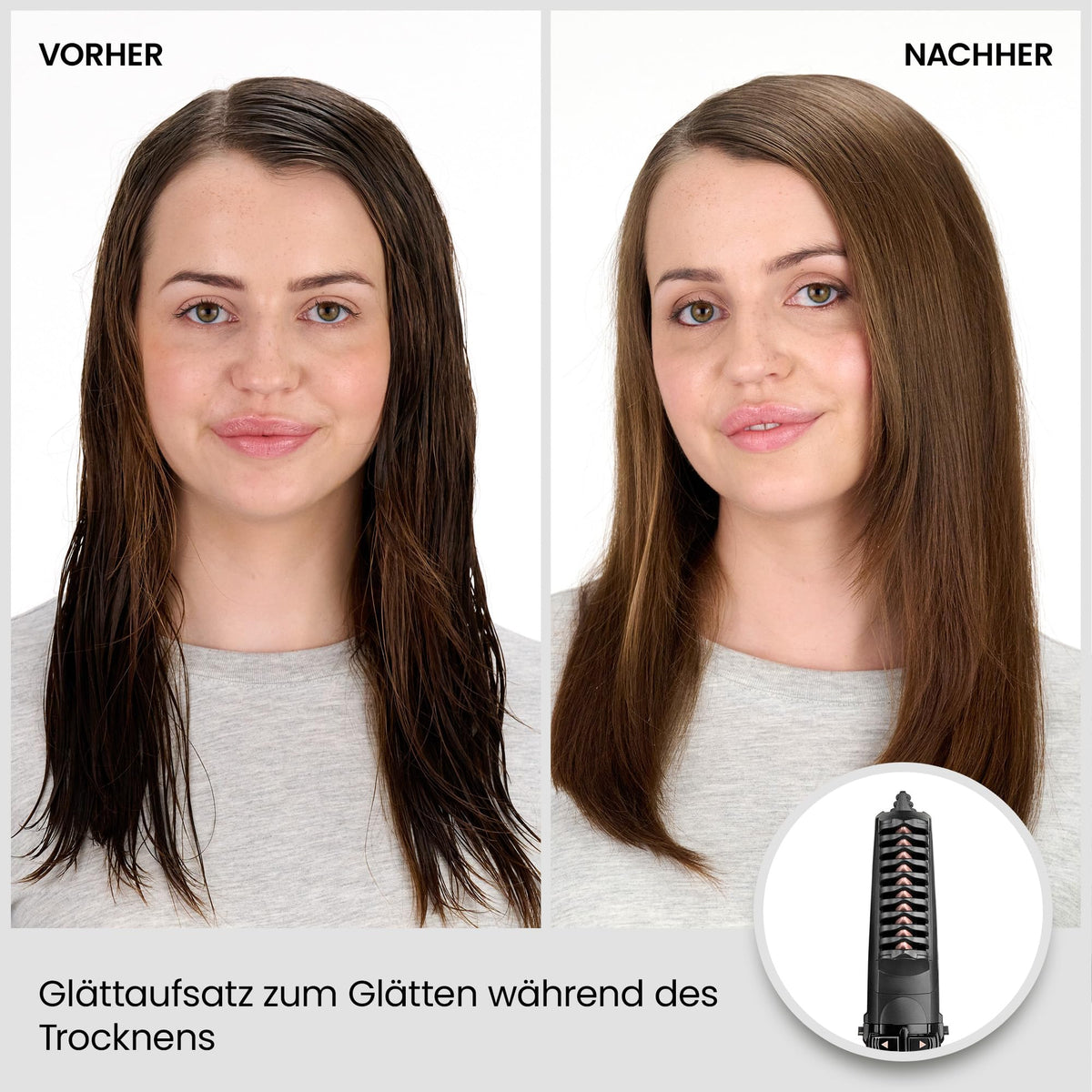 BaByliss Dry, Straighten and Style - Perie rotativă cu aer cald, 1000W, uscător cu perie rotundă cu ioni, cu 4 accesorii pentru uscare, îndreptare și crearea volumului, Negru, AS200E