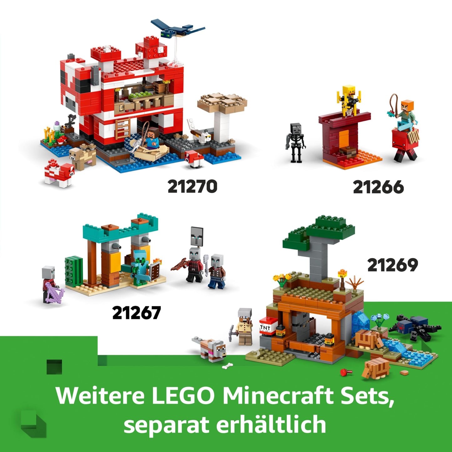 LEGO Minecraft The Baby Pig House - Interactive toy with a hero figure, pig, bee, zombie piglin - children's gaming gift for girls and boys aged 7 and over - 21268