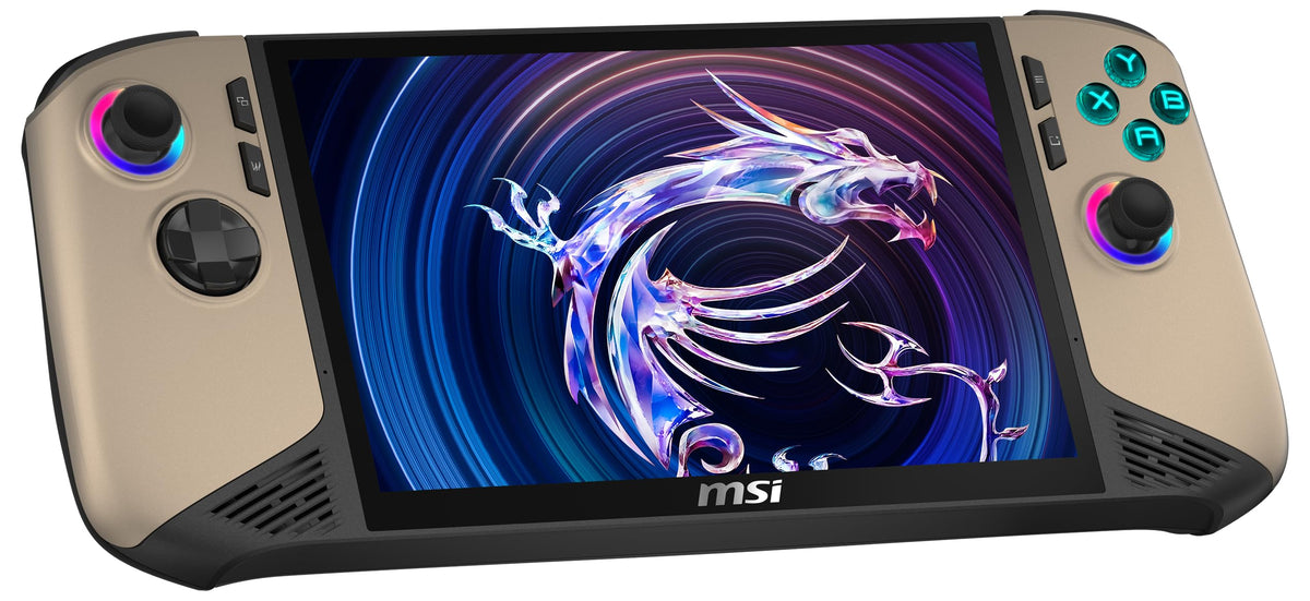 MSI Claw 8 AI+ Gaming Handheld, display FHD+ de 8 inch, 120 Hz, procesor Intel Core Ultra 7 258V, 32 GB RAM, 1 TB SSD, grafică Intel Arc, Windows 11 Home, negru/Storm de nisip, A2VM-015 - 001T52-015