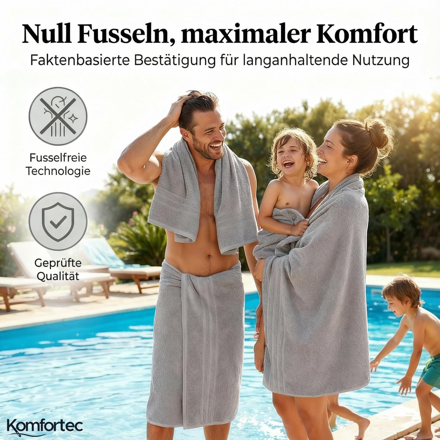 Komfortec 2 sauna towel set 80x200 cm, large sauna towels made of 100% cotton, sauna towels, fluffy and absorbent, quick-drying, silver gray - 2er-80x200-silber