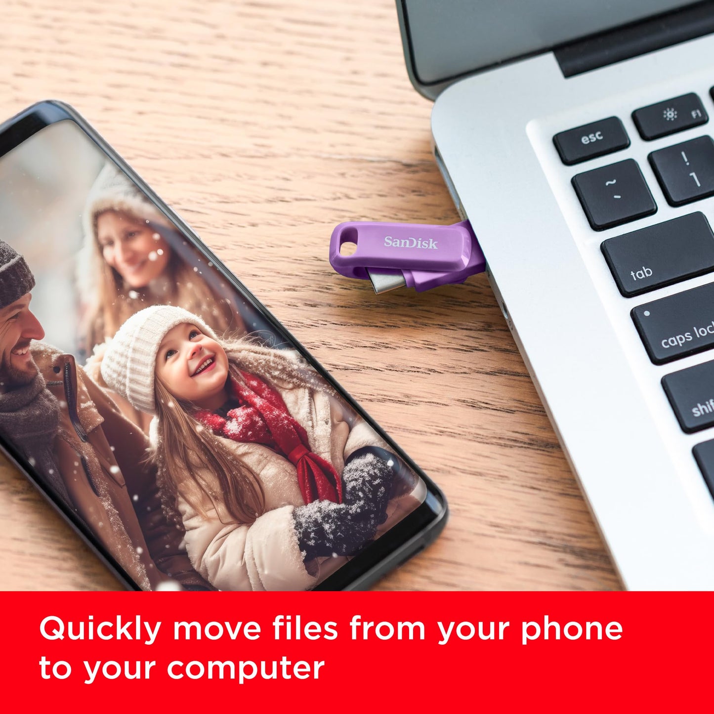 SANDISK Ultra Dual Drive Go 512 GB USB Type-C & Type-A (Android smartphone memory, USB Type-C & Type-A port, 400 MB/s reading, can be used as a key fob) Lavender - SDDDC3-512G-G46L