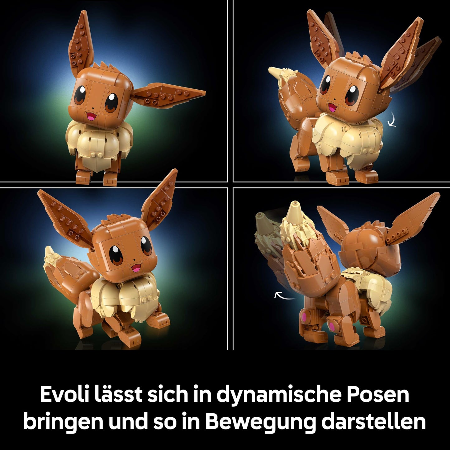 LEGO Pokémon Eevee figure - building set for adults - anime model building with movable limbs, ears and tail - DIY decoration for room or desk - collector's gift idea for gaming fans - 72151