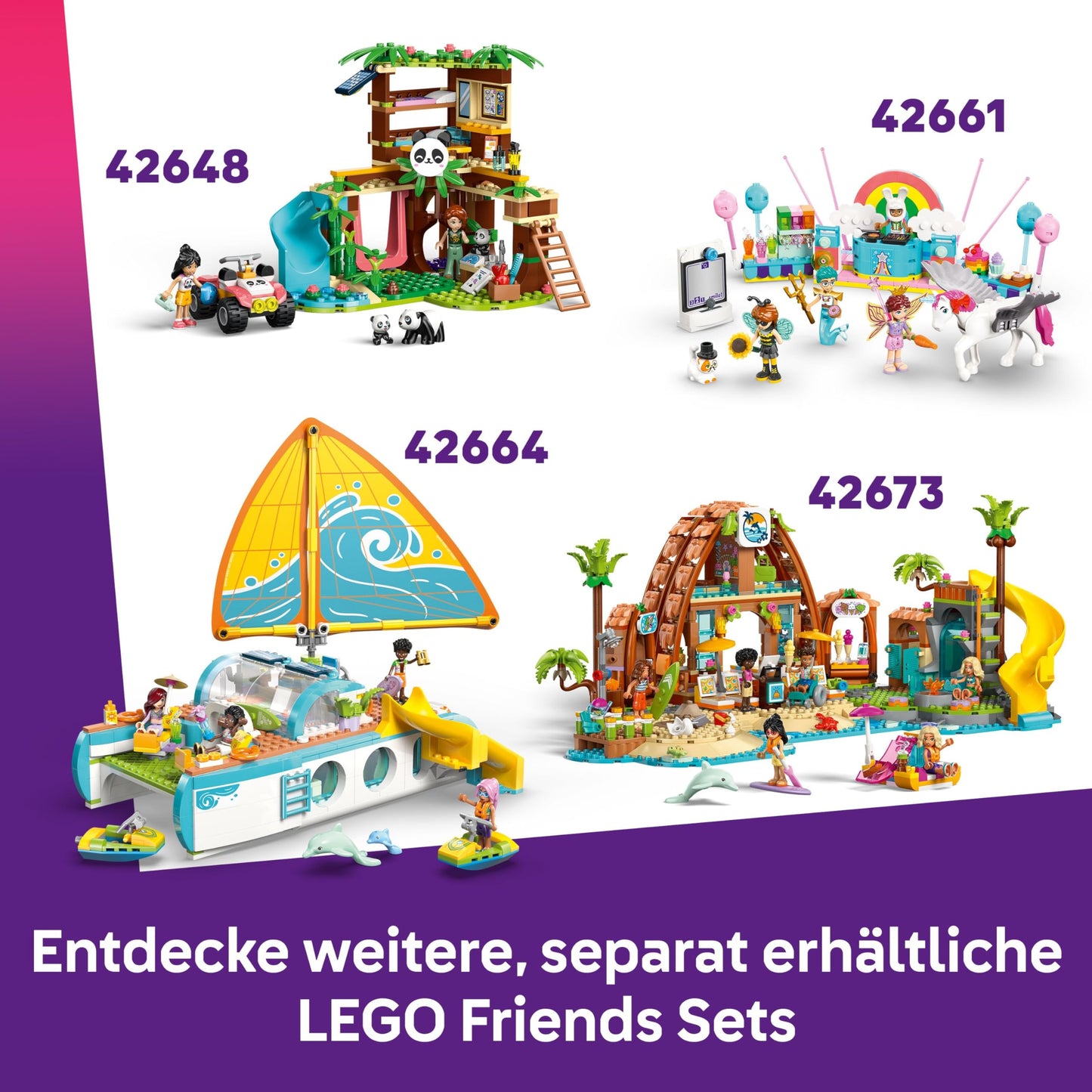LEGO Friends plant cafe and flower kiosk - toy with 4 minifigures, 1 cat figure, tram and kitchen accessories - pastries, cups and teapot - birthday gift for girls aged 9 and over - 42671