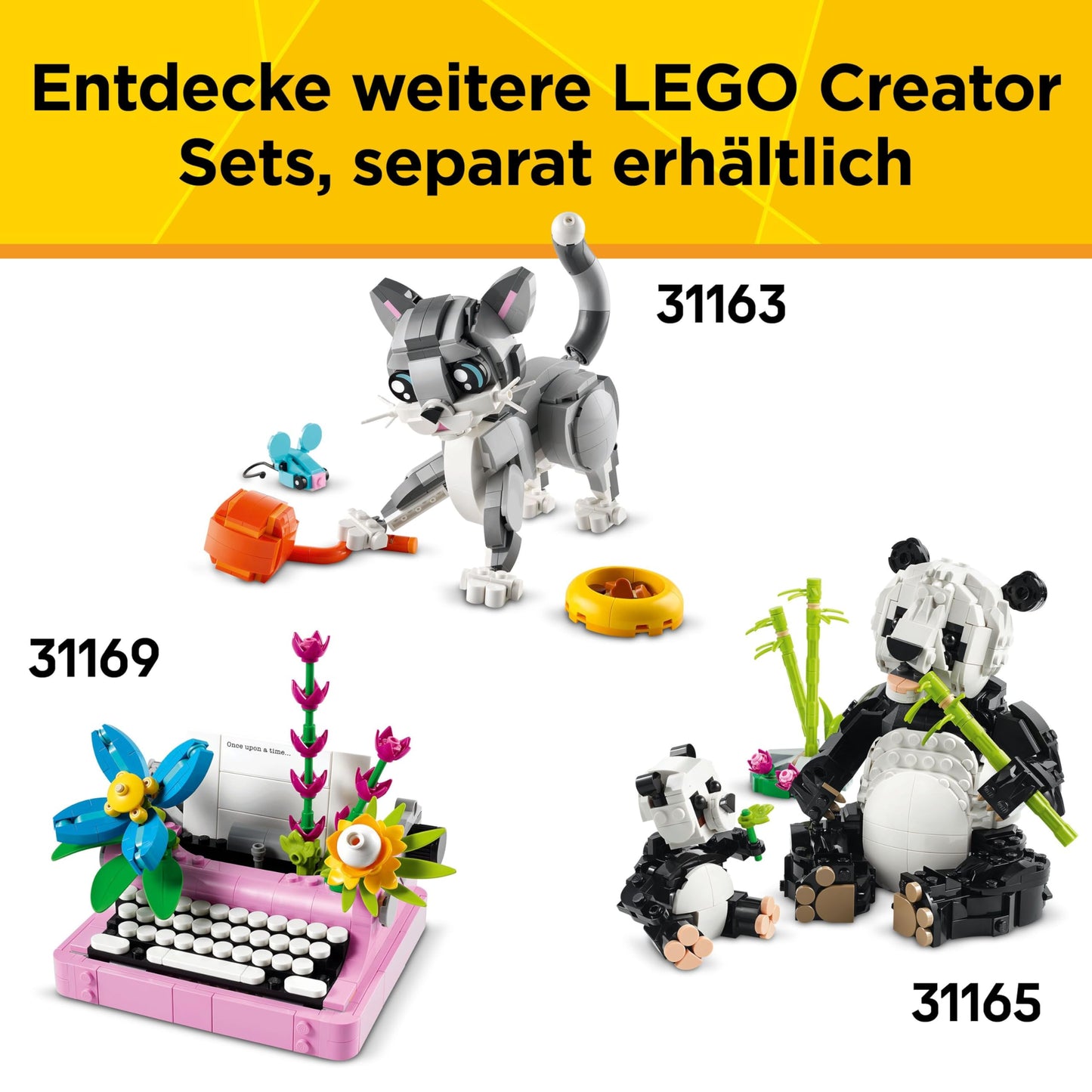 LEGO Creator 3in1 bunny - animal figure that can be converted into a llama or seal - creative birthday gift for girls and boys aged 8 and over - 31162