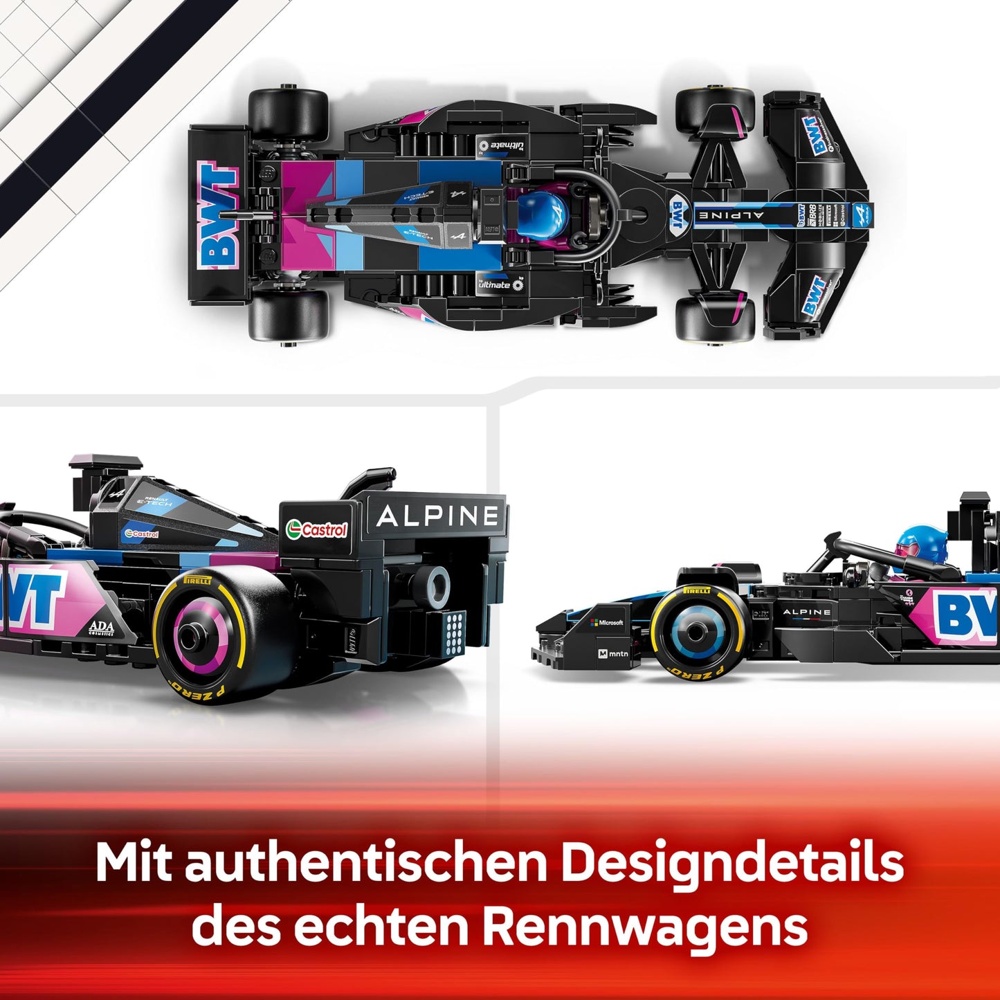 LEGO Speed Champions BWT Alpine F1 Team A524 racing car - toy with Formula 1 minifigure to collect - gift for boys and girls aged 10 and over and adult motorsport fans 77248