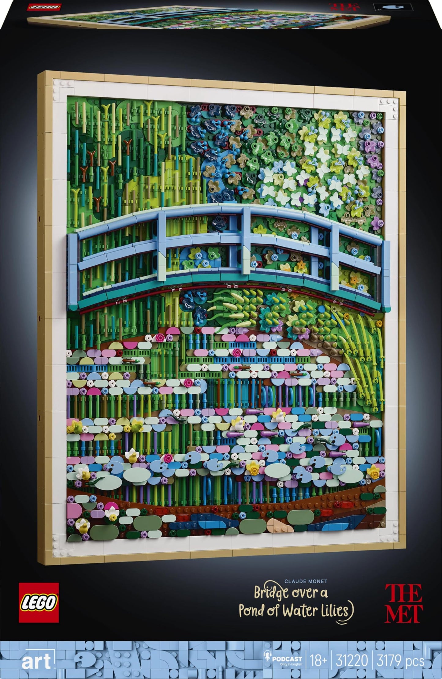 LEGO Art Claude Monet - The Bridge Over the Lily Pond - Hanging 3D Wall Art for Home Decoration - Impressionist Display Model for Adults - DIY Gift Idea - 31220