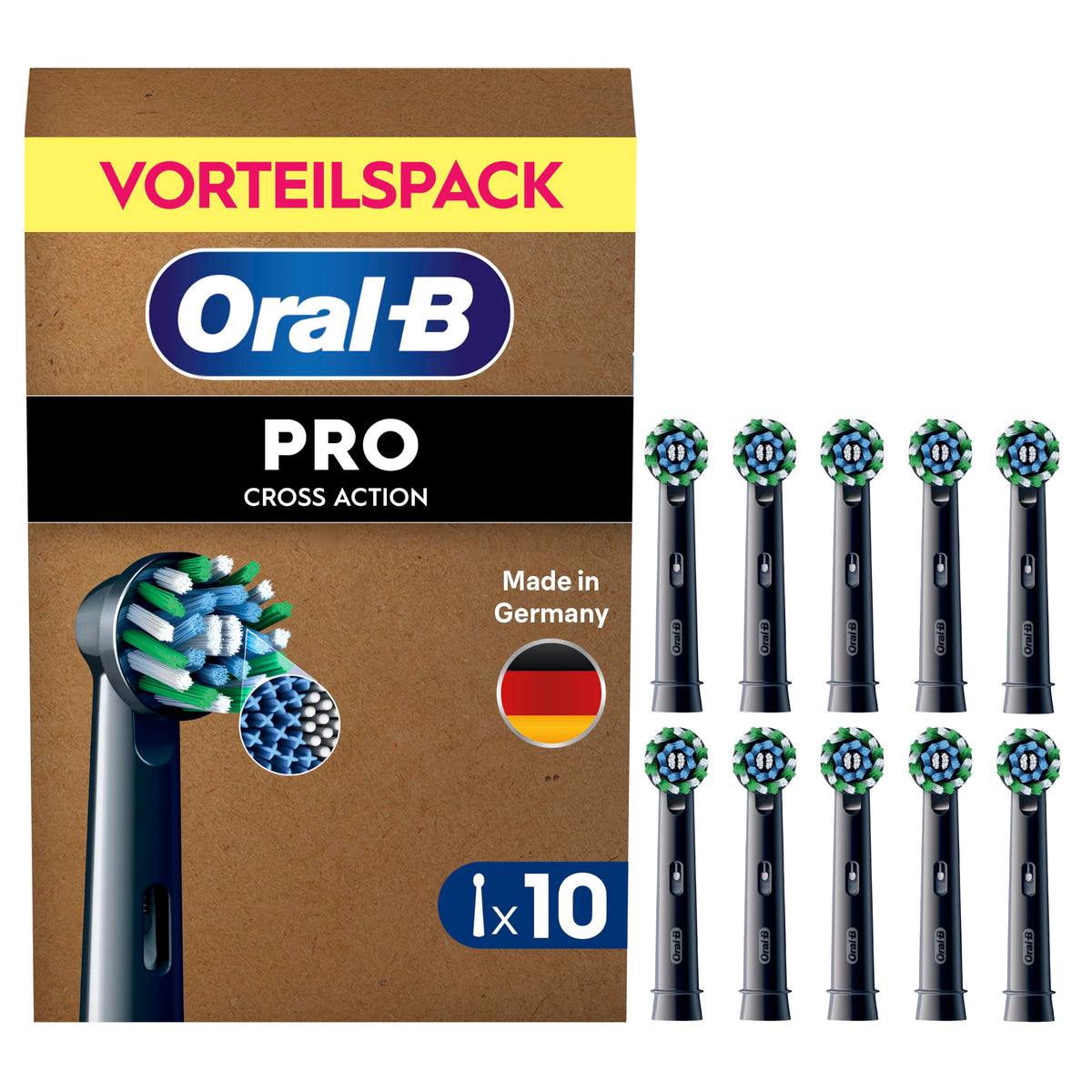 Oral-B Replacement Brushes PRO CrossAction, Black, 10 Pieces - 8006540861981