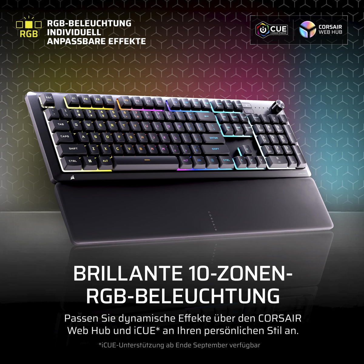 Corsair Skiff 100 Silent RGB Wired Gaming Keyboard - Black - CH-9226H65-DE