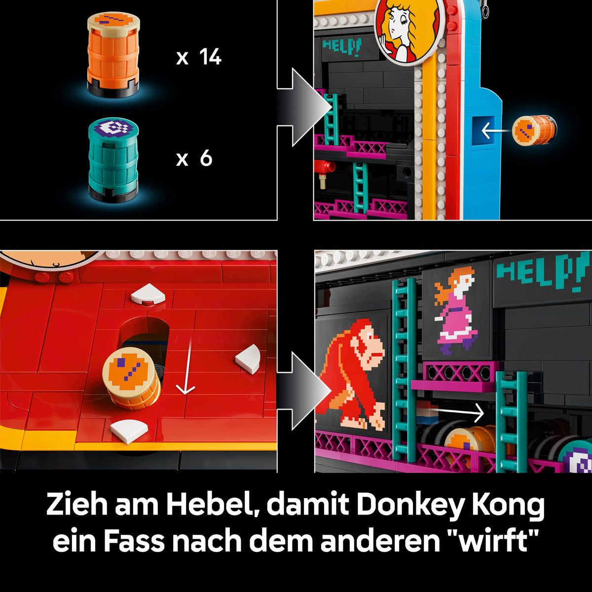 LEGO Super Mario Donkey Kong Arcade - Interactive 3D model building for adults with joystick and barrels for retro room decoration - Collectible gaming fan item - Gift for gamers aged 18 and over - 72051