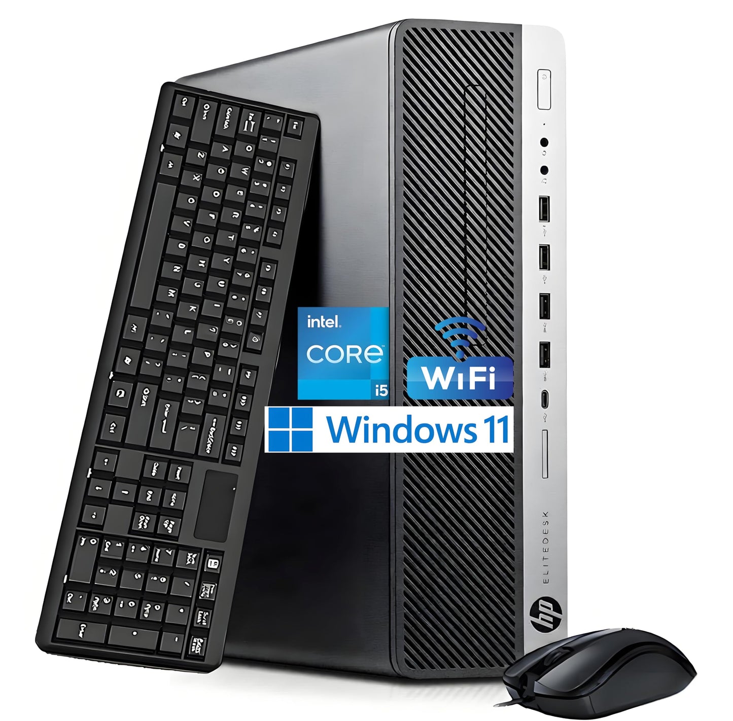 HP EliteDesk 800 G3 SFF Desktop Computer PC, Intel Core i5-7500, 8GB RAM, 256GB SSD, WiFi, Bluetooth, US QWERTY Keyboard, Windows 11 Pro (Refurbished)