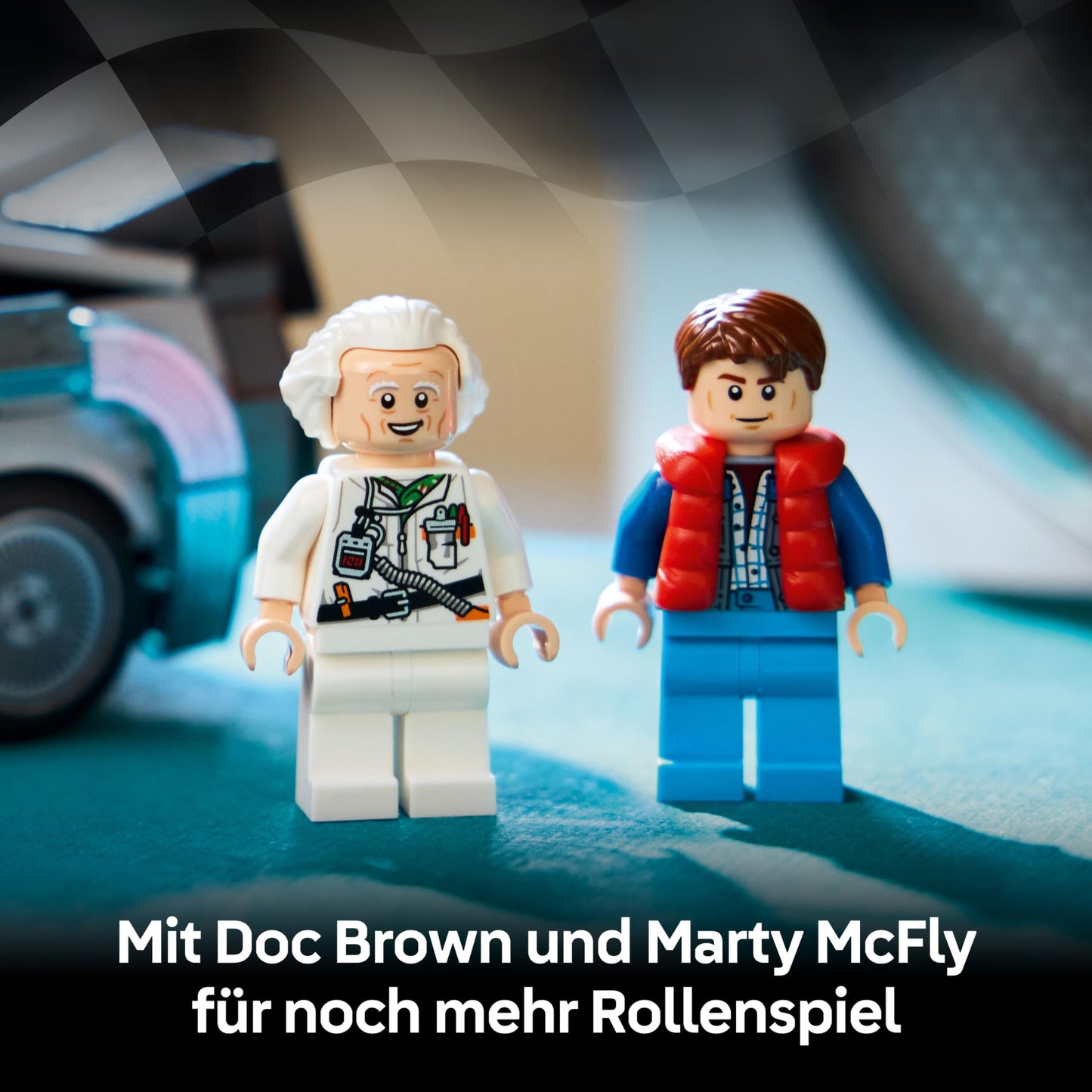 LEGO Speed Champions time machine from Back to the Future - children's toy with car model and 2 minifigures - Marty McFly and Doc Brown - creative gift for children aged 9 and up - 77256