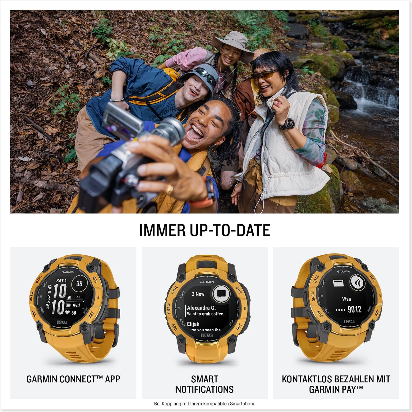 Garmin Instinct 3 45mm SOLAR - GPS multisport smartwatch, 0.9" display, up to 28 days battery life, 80+ sports apps, navigation function, smart features, LED flashlight, waterproof - 010-02934-02