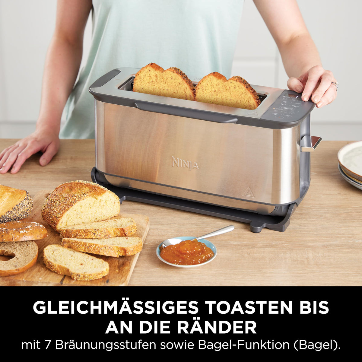 Ninja Foodi 3-in-1 Toaster, grill electric cu capac, oțel inoxidabil, ST202EU