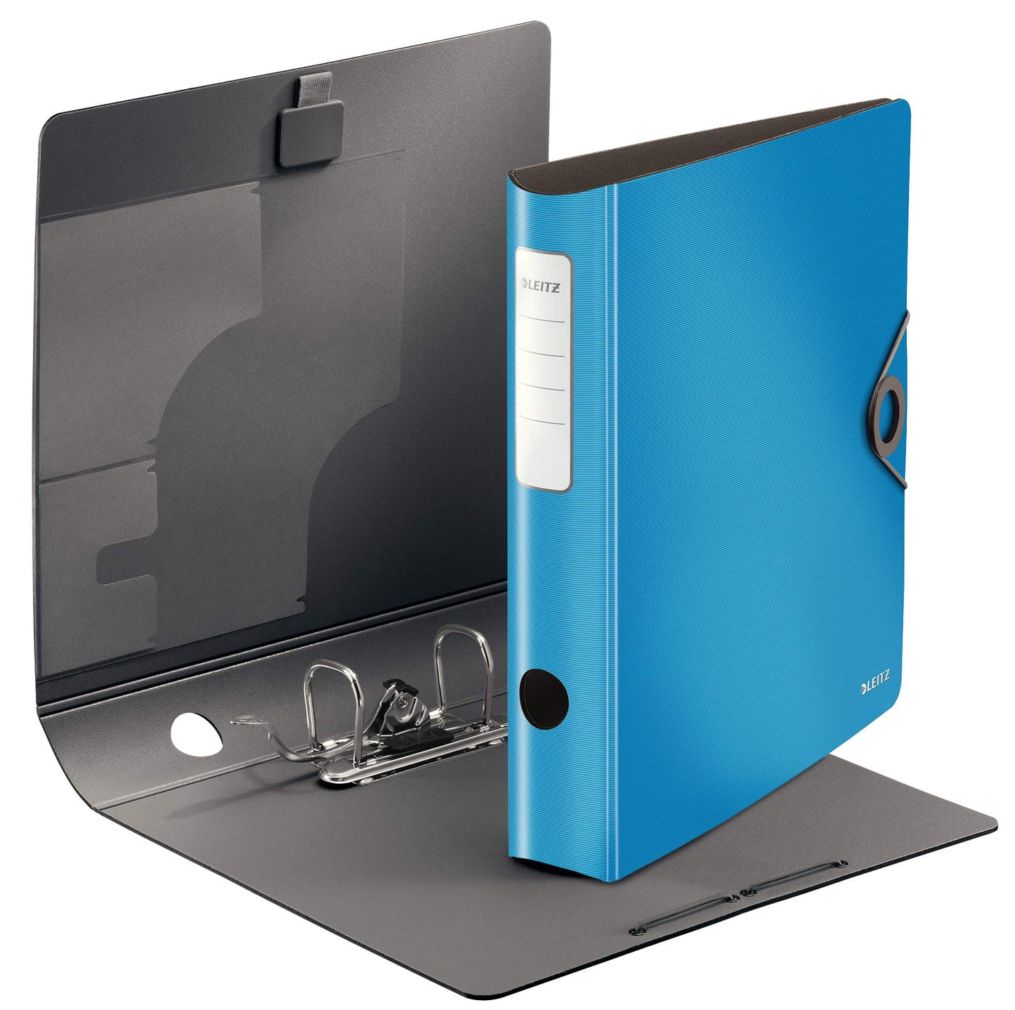 Leitz quality folder 180° Active Solid, pack of 5, A4, narrow, rounded spine, 6.5 cm wide, elastic band closure, light polyfoam, plastic folder, light blue, 10481030 - 10481030-5