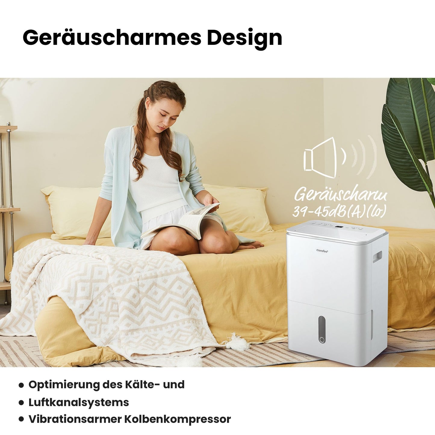 COMFEE' Dehumidifier Easy Dry 20L/day, 4 modes, humidifier connected, 3L tank, tumble dryer, swing function, for rooms of 40㎡/100 m³, white