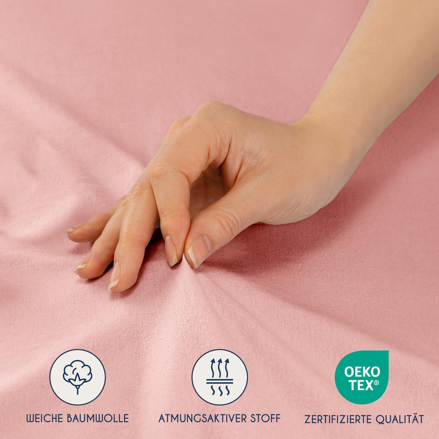 Dreamzie - fitted sheet 180x200cm - cotton Oeko Tex certified - pink - 100% jersey fitted sheet 180x200 - DHC_180x200_Pk_2