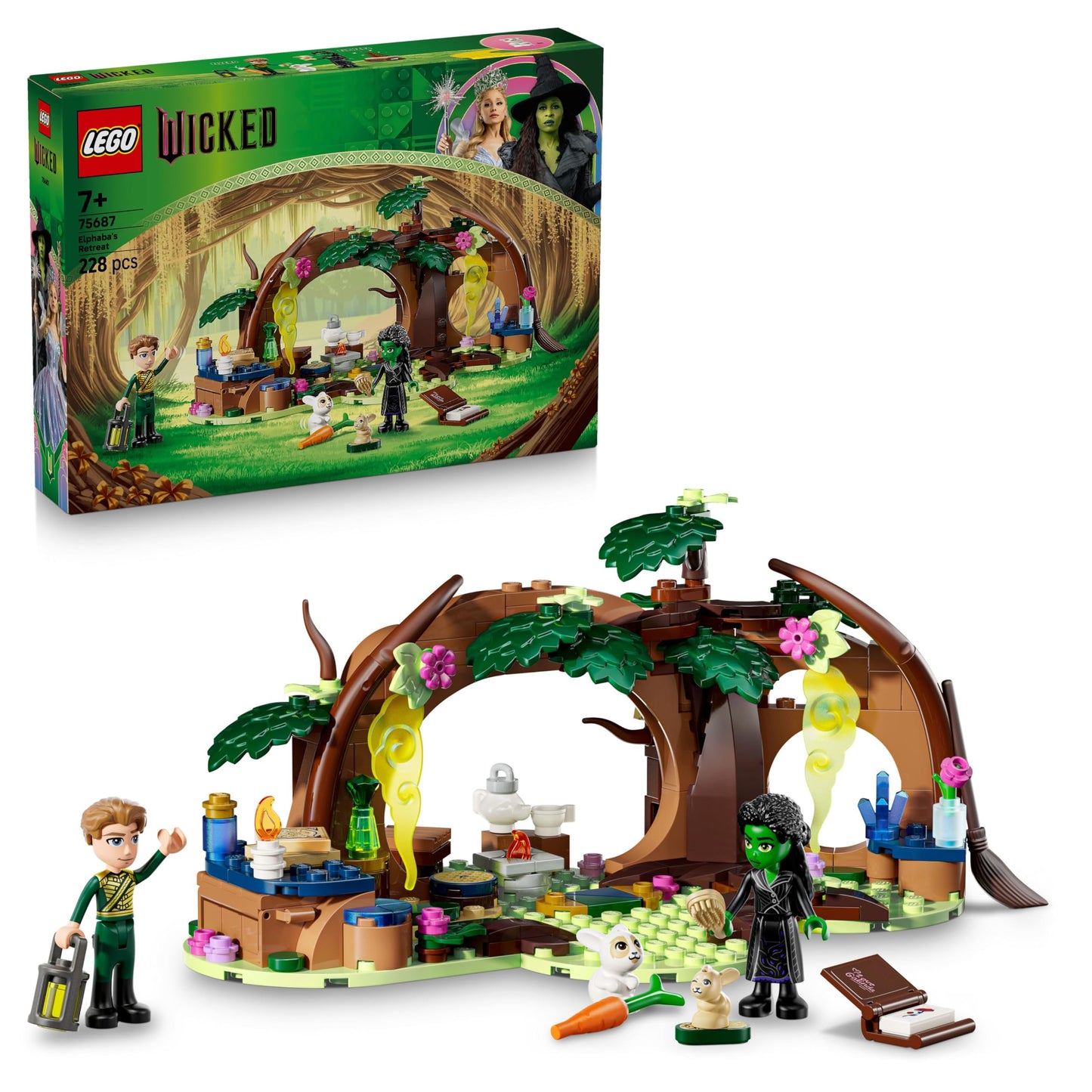 LEGO Wicked Elphaba's Hideout - Forest building set with 2 minifigures and 2 animal figures with accessories - Model building playset to collect - Children's gift for girls, boys and film fans aged 7 and over - 75687