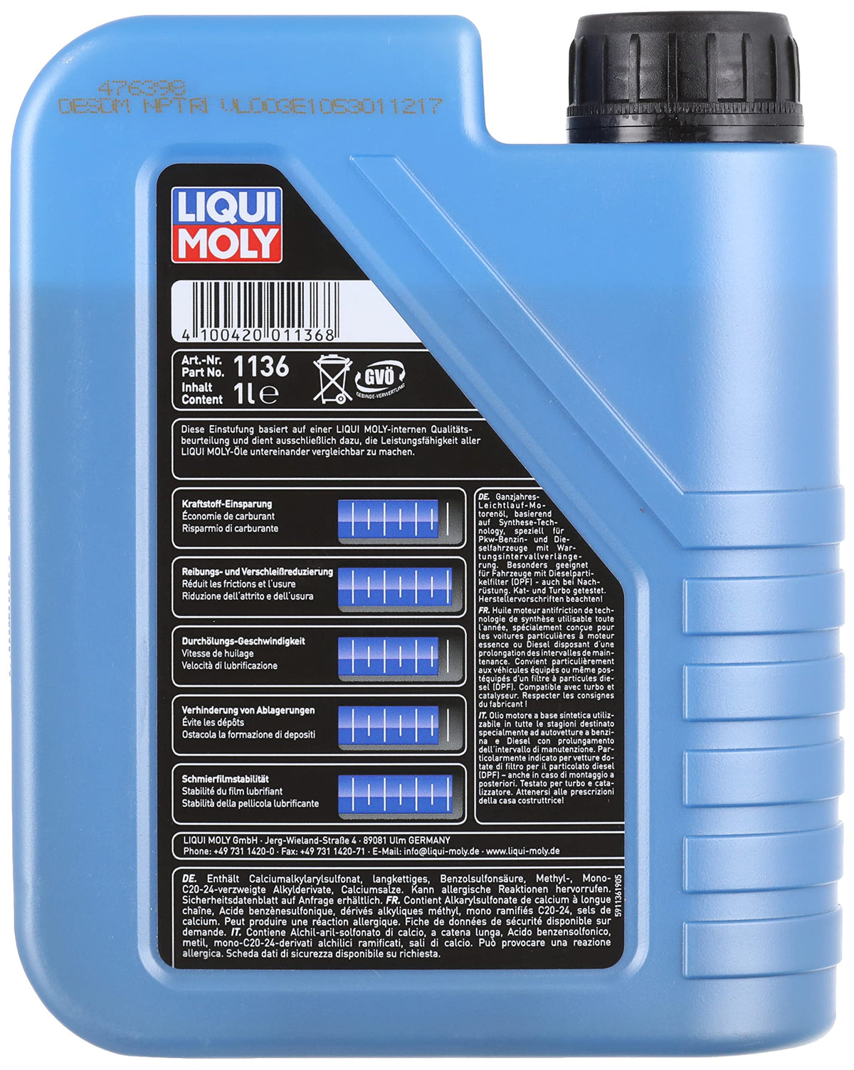 LIQUI MOLY Longtime High Tech 5W-30 | 1L | Tehnologia de sinteză a uleiului de motor | Nr. articol: 1136, incolor (pachet de 2)