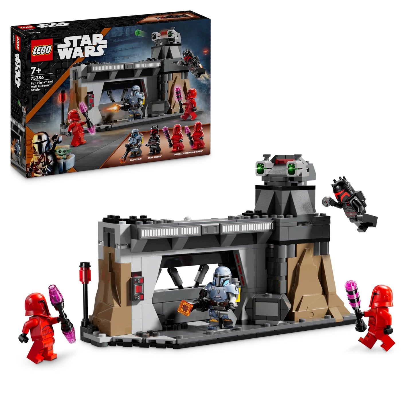 LEGO Star Wars: The Mandalorian Duel between Paz Vizsla and Moff Gideon, collectible building toy for children, gift idea for creative boys and girls aged 7 and up, Mandalorian toy 75386