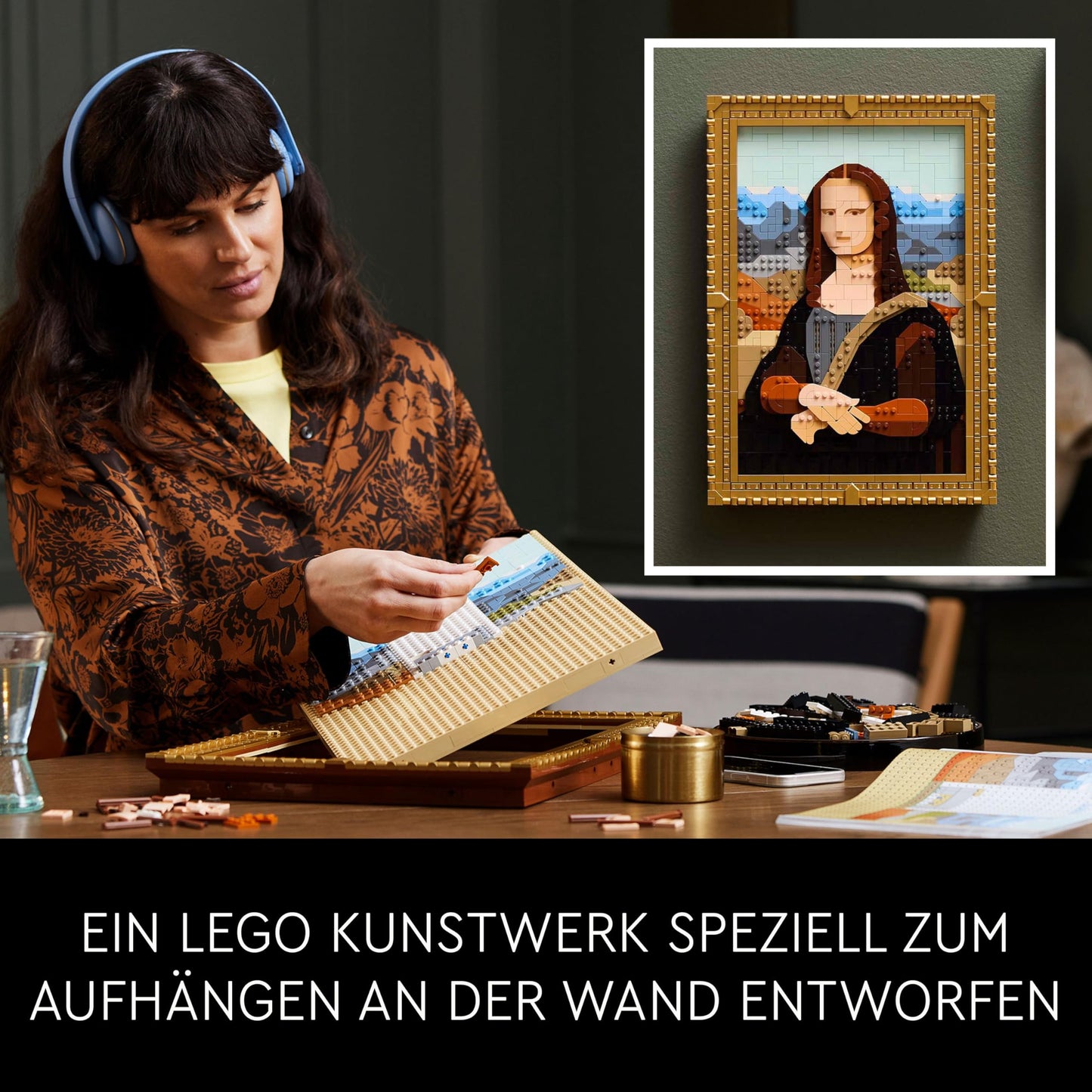 LEGO Art Mona Lisa Adult Set Leonardo da Vinci Painting Hanging Creative Activity for Men Women Gift for Art Lovers Italian Renaissance Art 31213
