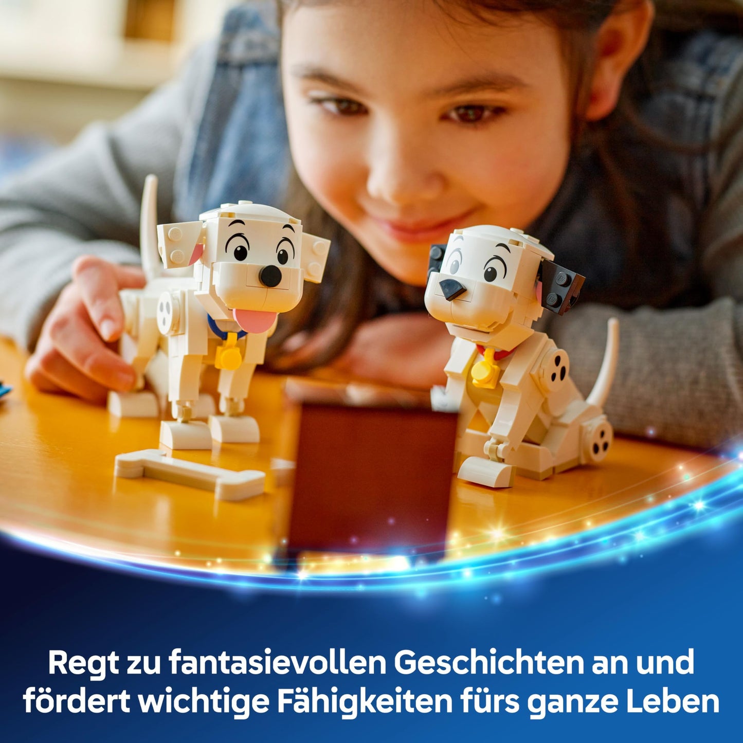 LEGO ǀ Disney Lucky & Penny 101 Dalmatians - Puppy Playset - Animal Figures to Play with Moving Heads, Legs & Tails - Bones & TV - Gift for Girls Ages 6 and Up - 43271