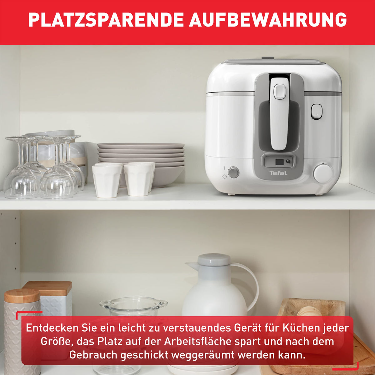 Tefal FR3141 Super Uno Friteuză | Carcasă termică | capacitate de până la 1,2 kg | cronometru digital | cartuș filtrant anti-odori | recipient interior detașabil, cu strat antiaderent | Alb/Gri