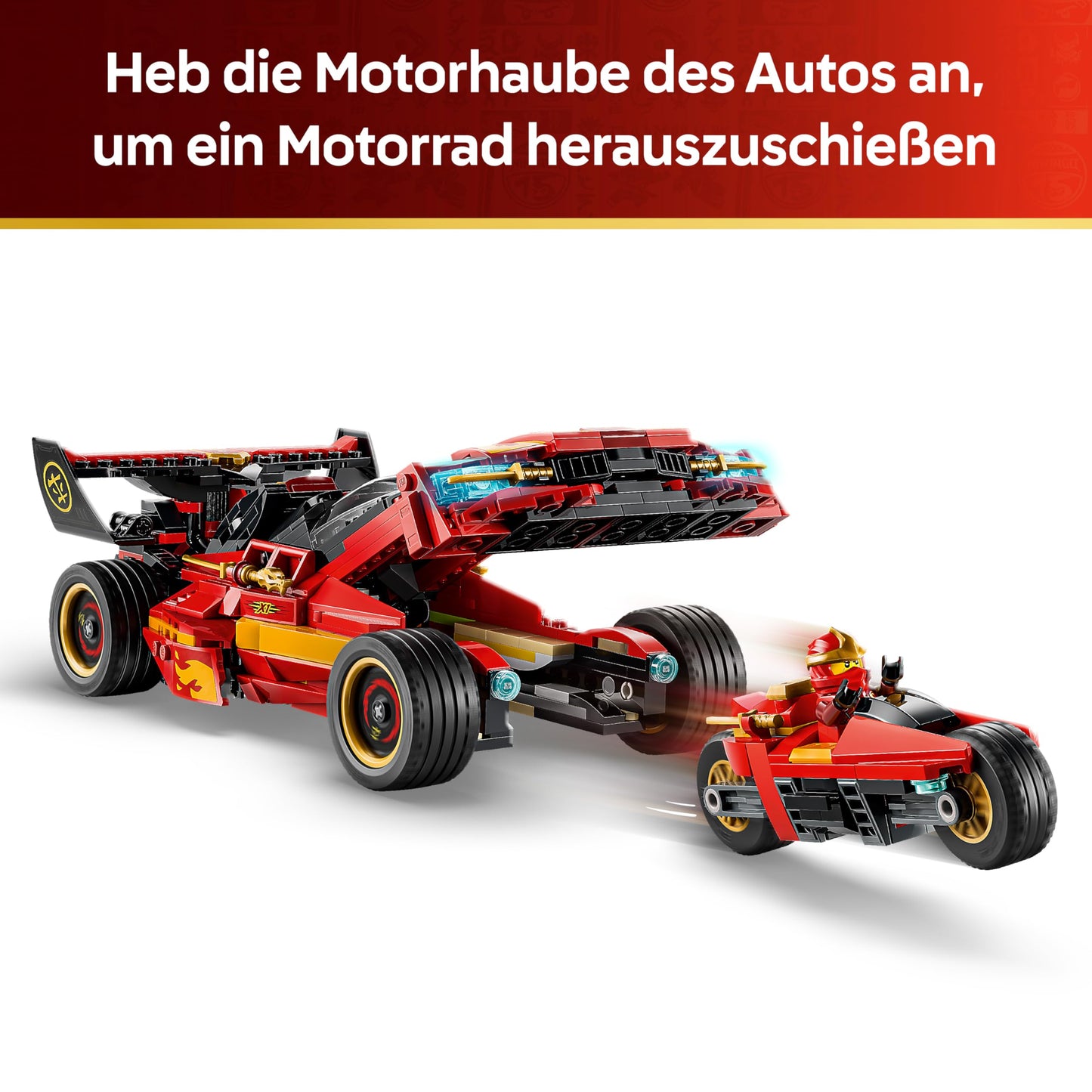 LEGO NINJAGO 15th anniversary: X-1 Ninja Supercar - racing car model construction with motorcycle and 3 minifigures including Kai - gift idea for boys aged 14 and over and adult fans - 71867