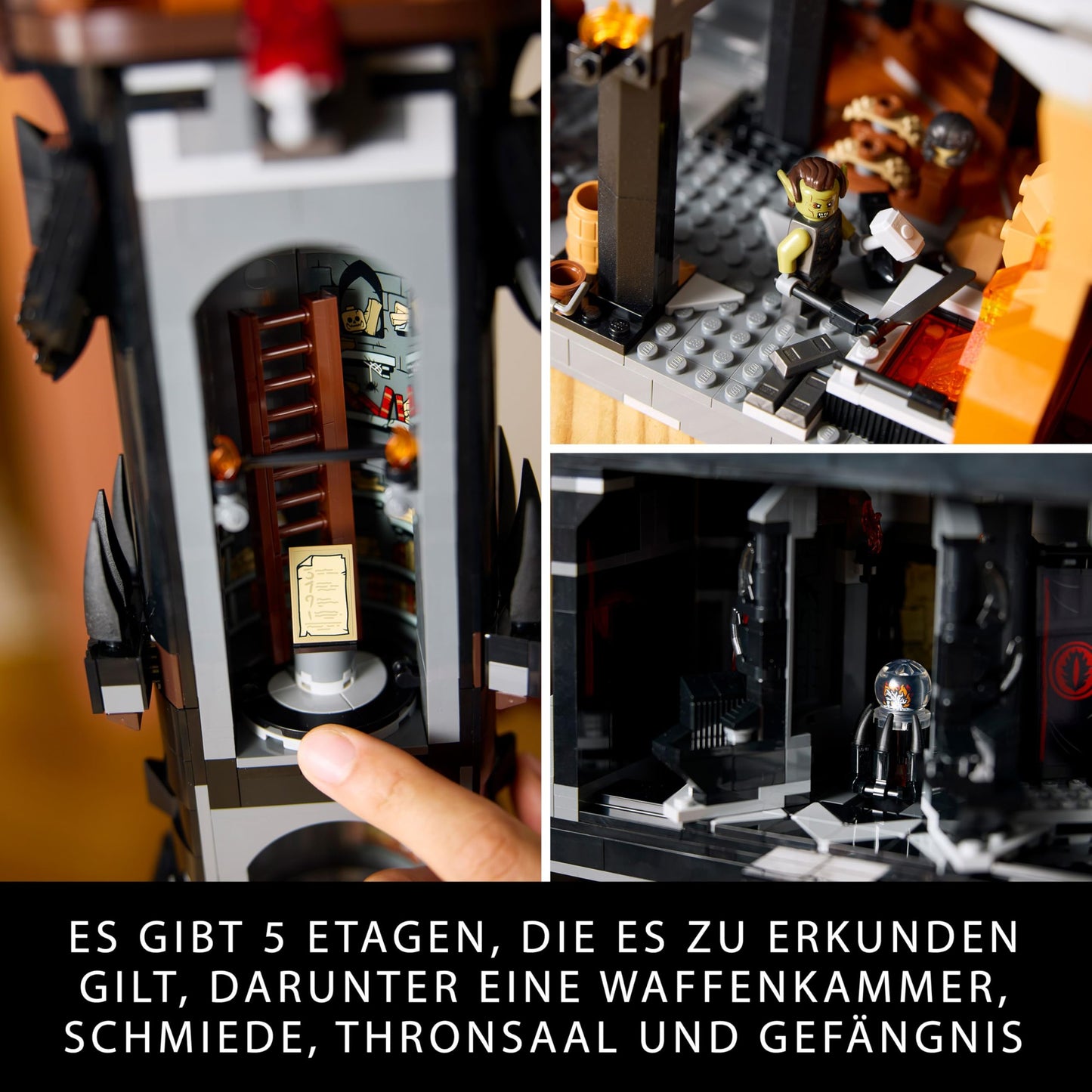 LEGO Icons The Lord of the Rings: Barad-dûr, building set for adults with minifigures Sauron, Gothmog, Orc, Frodo, Sam and Gollum, film memorabilia, collector's item for fans 10333