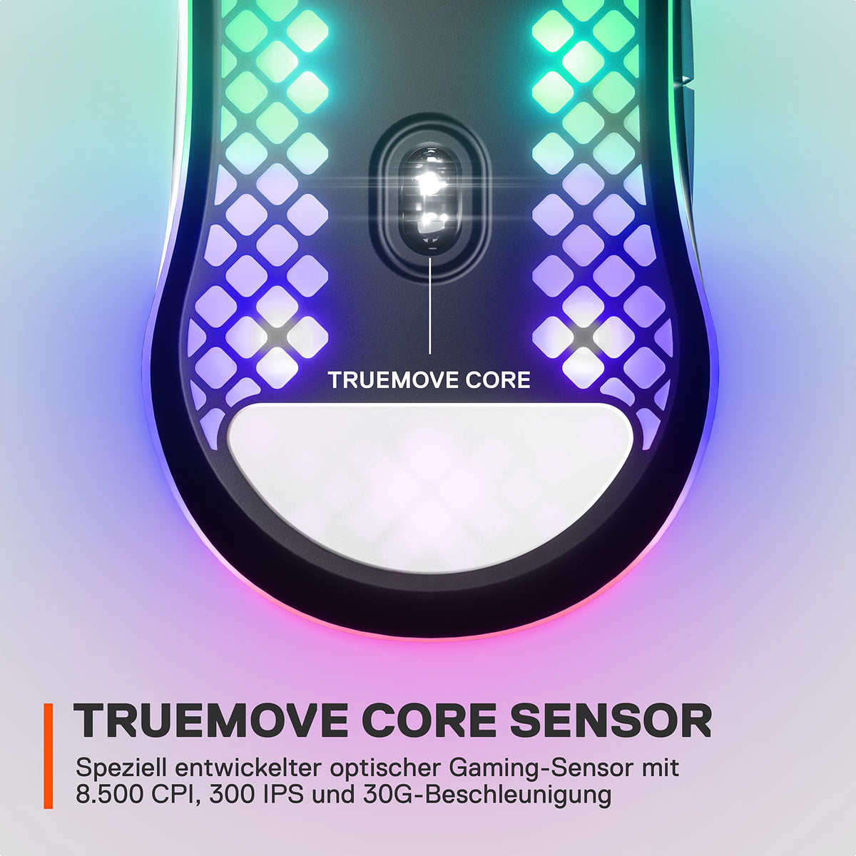 SteelSeries Aerox 3 - Super lightweight gaming mouse - Optical TrueMove Core sensor with 8,500 CPI - Ultra-lightweight, waterproof design - Black - 62611
