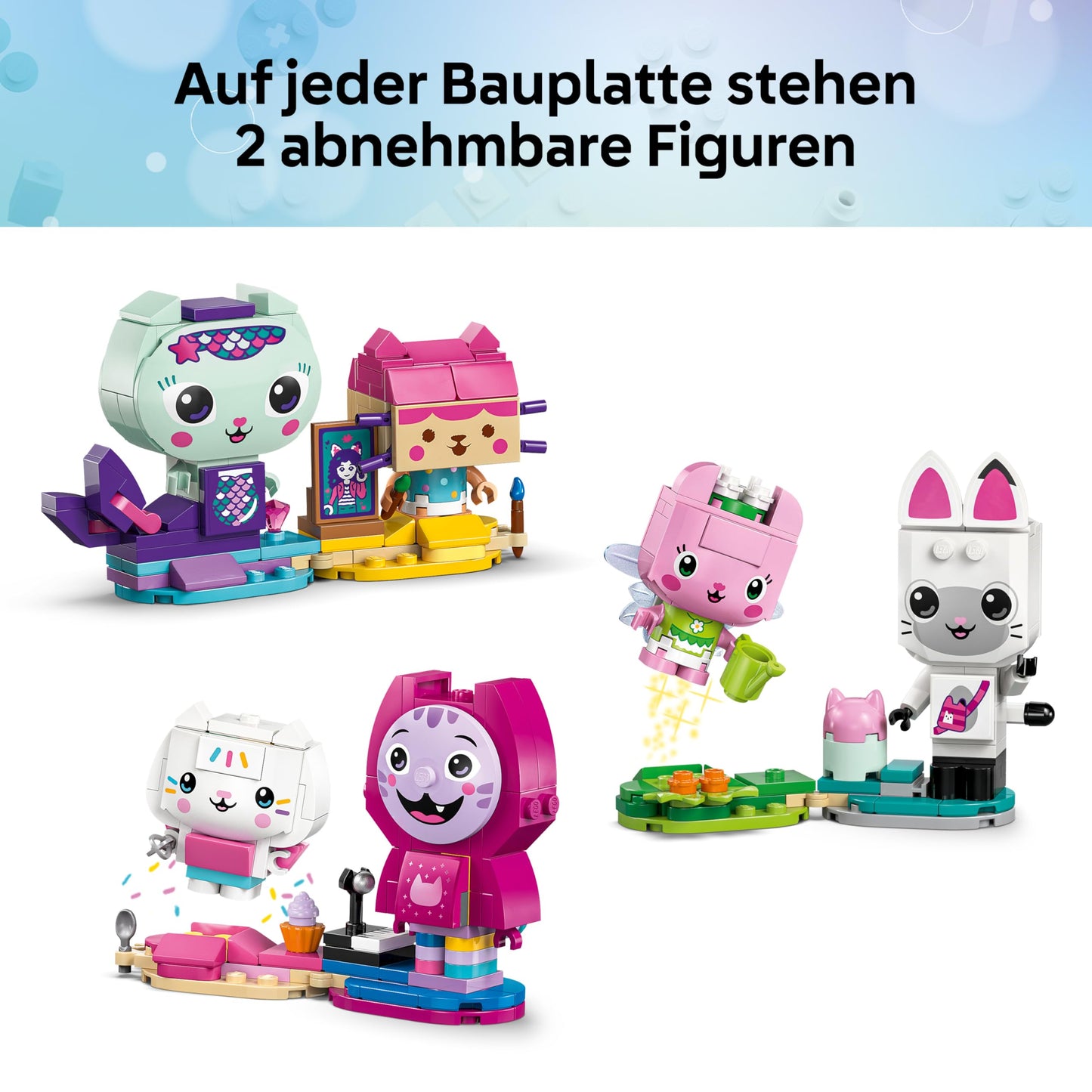 LEGO Gabby's dollhouse Gabby's cat friends - toy with 6 animal figures including sea kitty and kitty fairy - stand for display - gift for girls aged 6 and over - 11215
