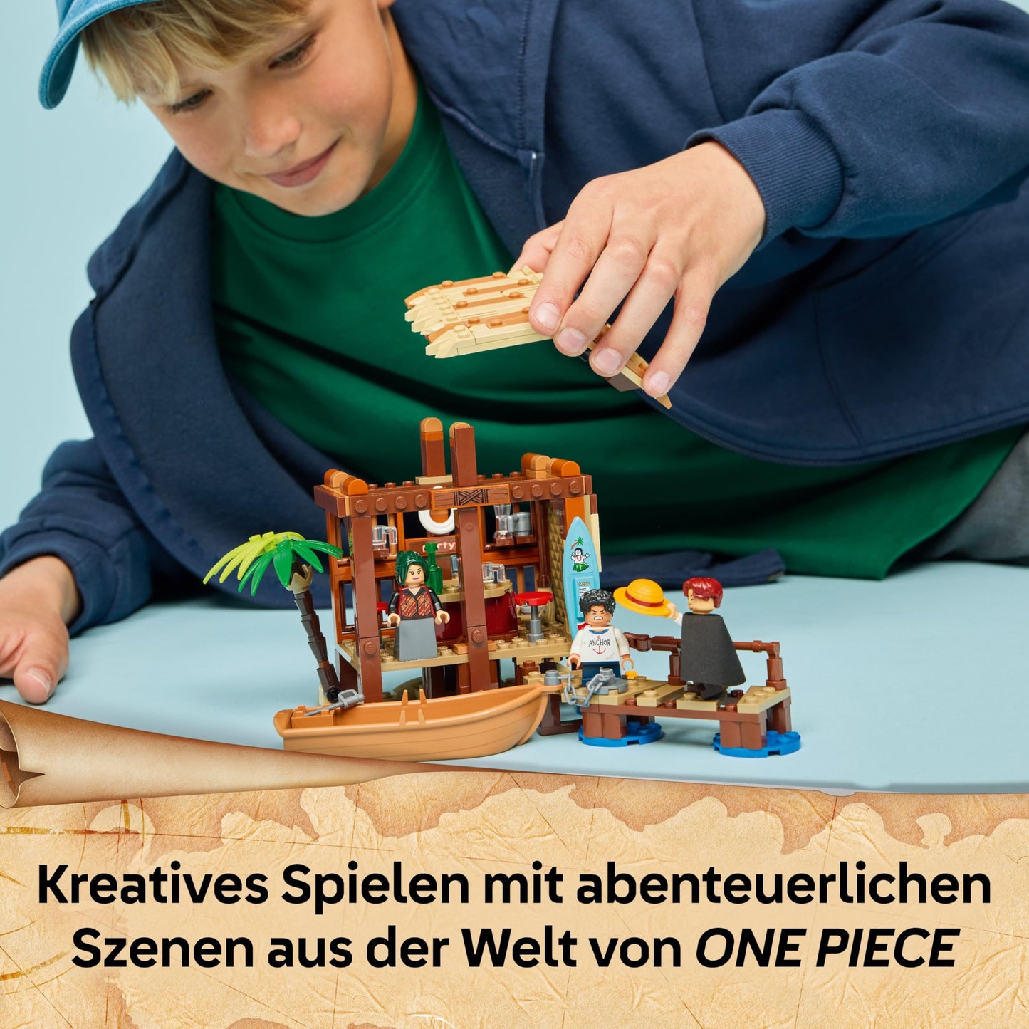 LEGO ONE PIECE Windmill Village Hut - toy with boat, boys Luffy, Shanks & Makino minifigures and accessories - including profile - anime gift for boys, girls & fans aged 8 and over - 75636