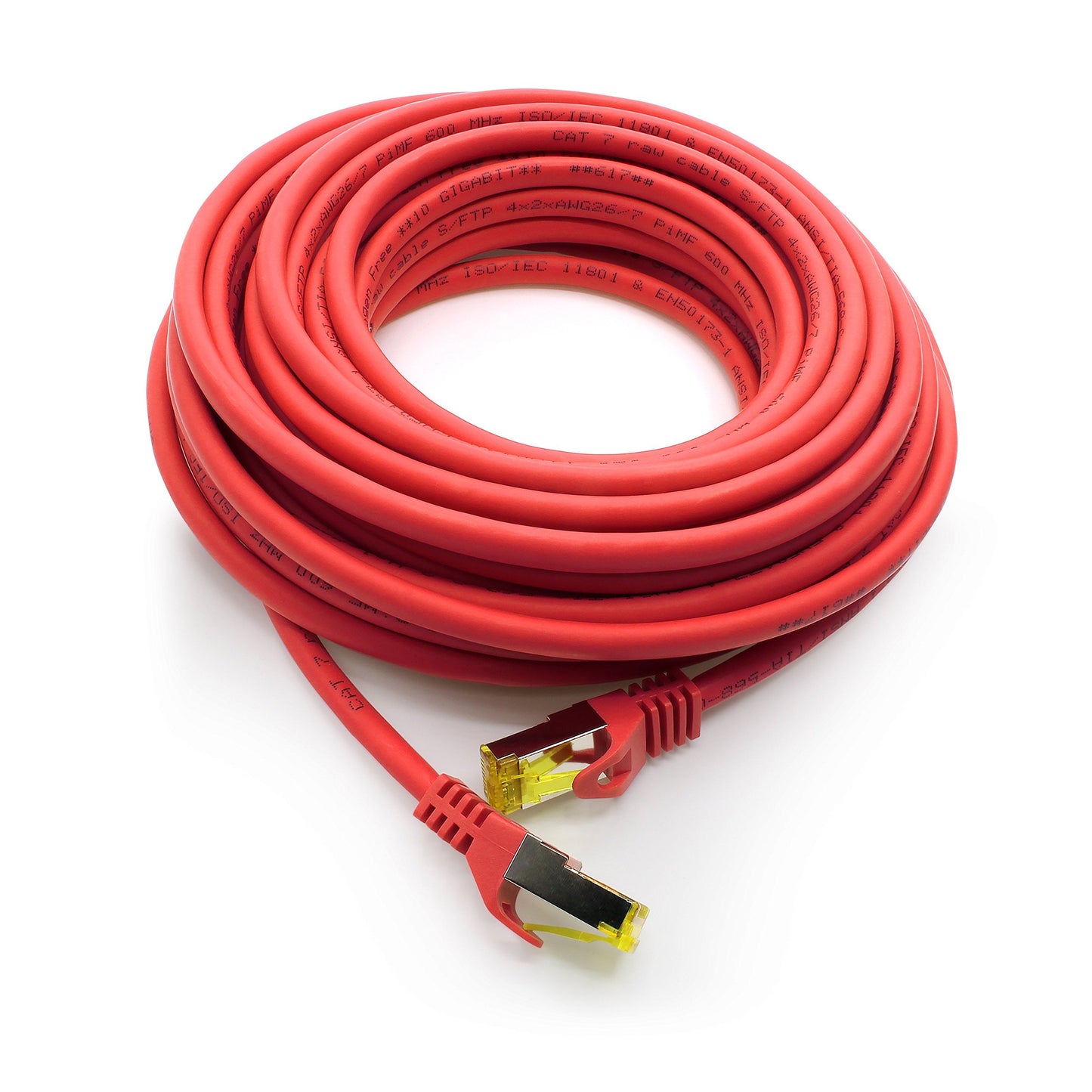 1aTTack.de Cat.7 network cable 7.5 m red pack of 5 Cat7 Ethernet cable network LAN cable raw cable 10 Gb s SFTP PIMF LSZH set patch cable with Rj 45 plug Cat.6a - 4251073616292