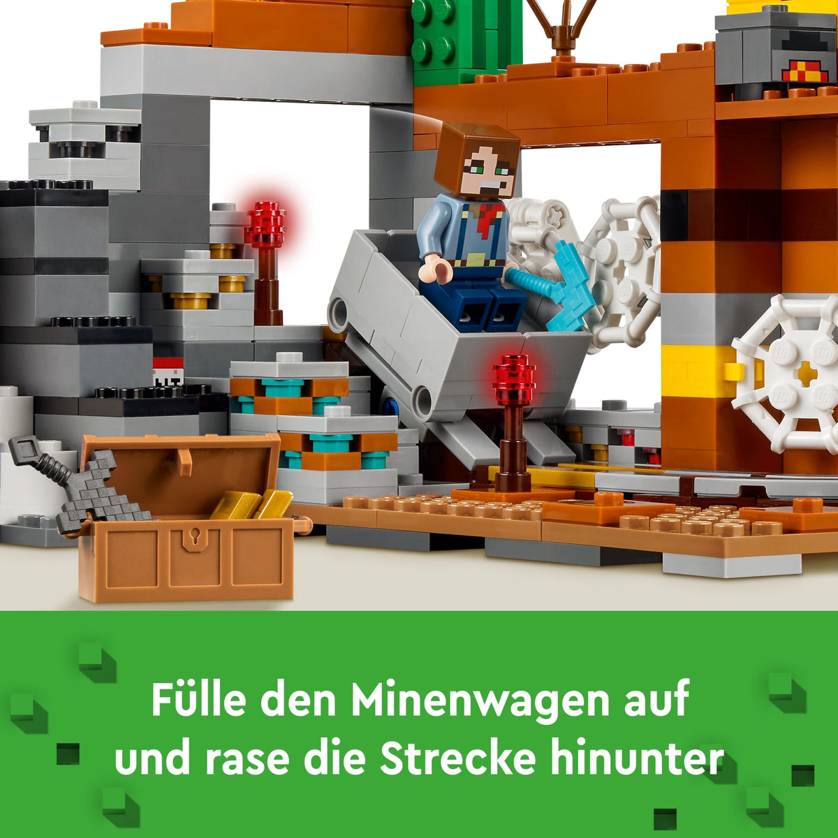 LEGO Minecraft The Badlands Mineshaft - Interactive Toy featuring Explorer, Creeper, and Spider Figures, along with an Exploding TNT Function - Perfect Gaming Gift for Boys and Girls aged 8 and up - 21263