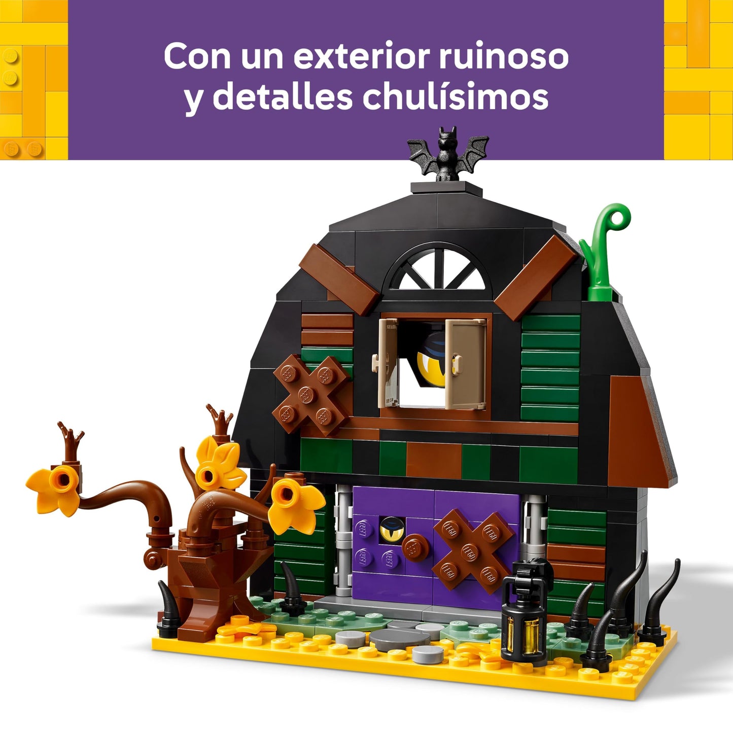 LEGO Halloween Barn - children's toy with skeleton minifigure - building set with bat, bottle, lamp and other accessories - gift for boys and girls aged 8 and up - 40721 (pack of 2)