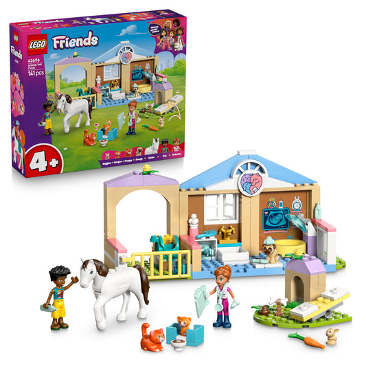 LEGO Friends Animal Clinic - educational toy with horse stable, 2 mini dolls, dog, rabbit & cat figure plus accessories - birthday gift for girls aged 4 and over - 42696