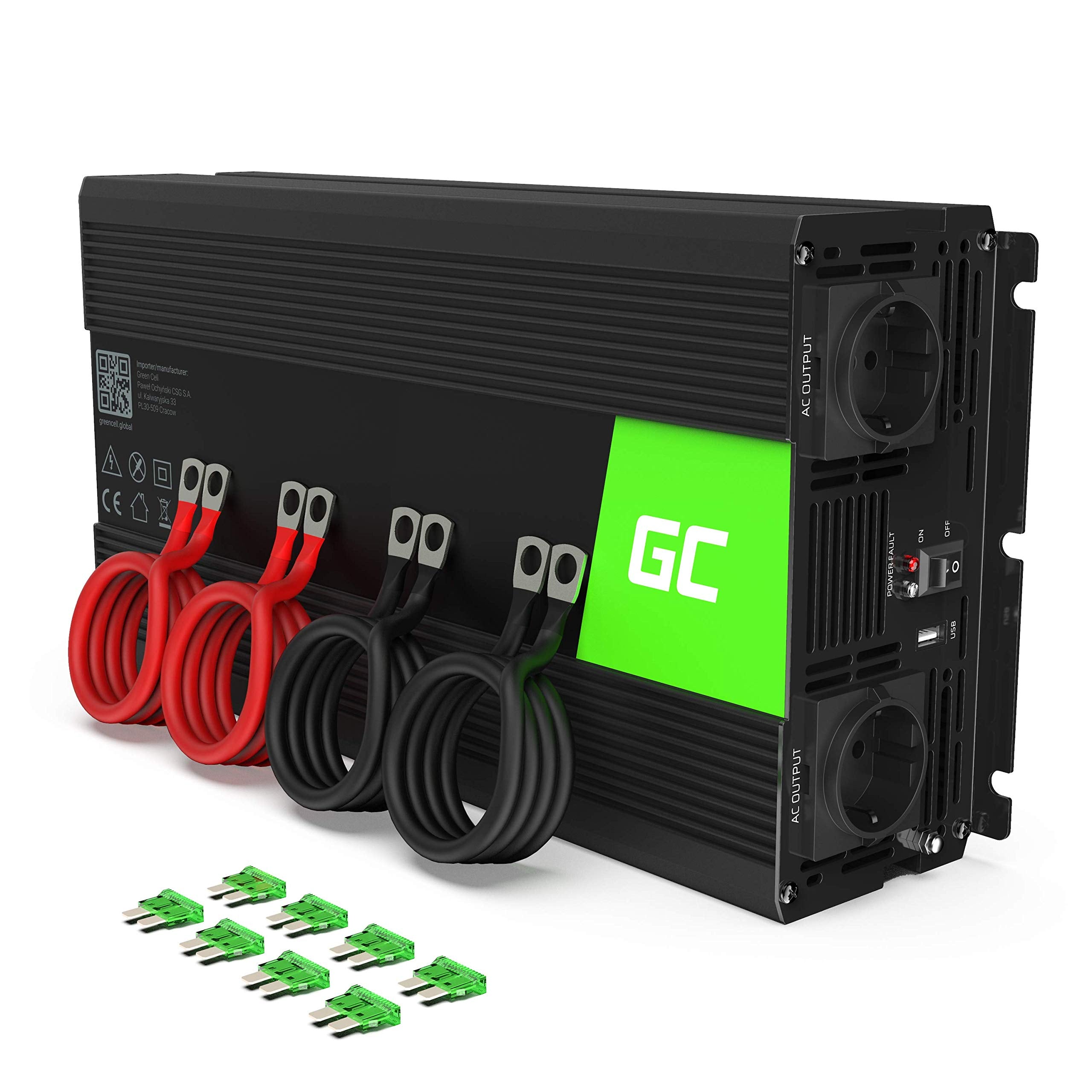 Green Cell 3000W/6000W 12V to 230V Volt Car Voltage Converter Inverter Power Solar Inverter DC AC Converter Current Converter Vehicles Caravan Car Modified Sine Wave Car Charger
