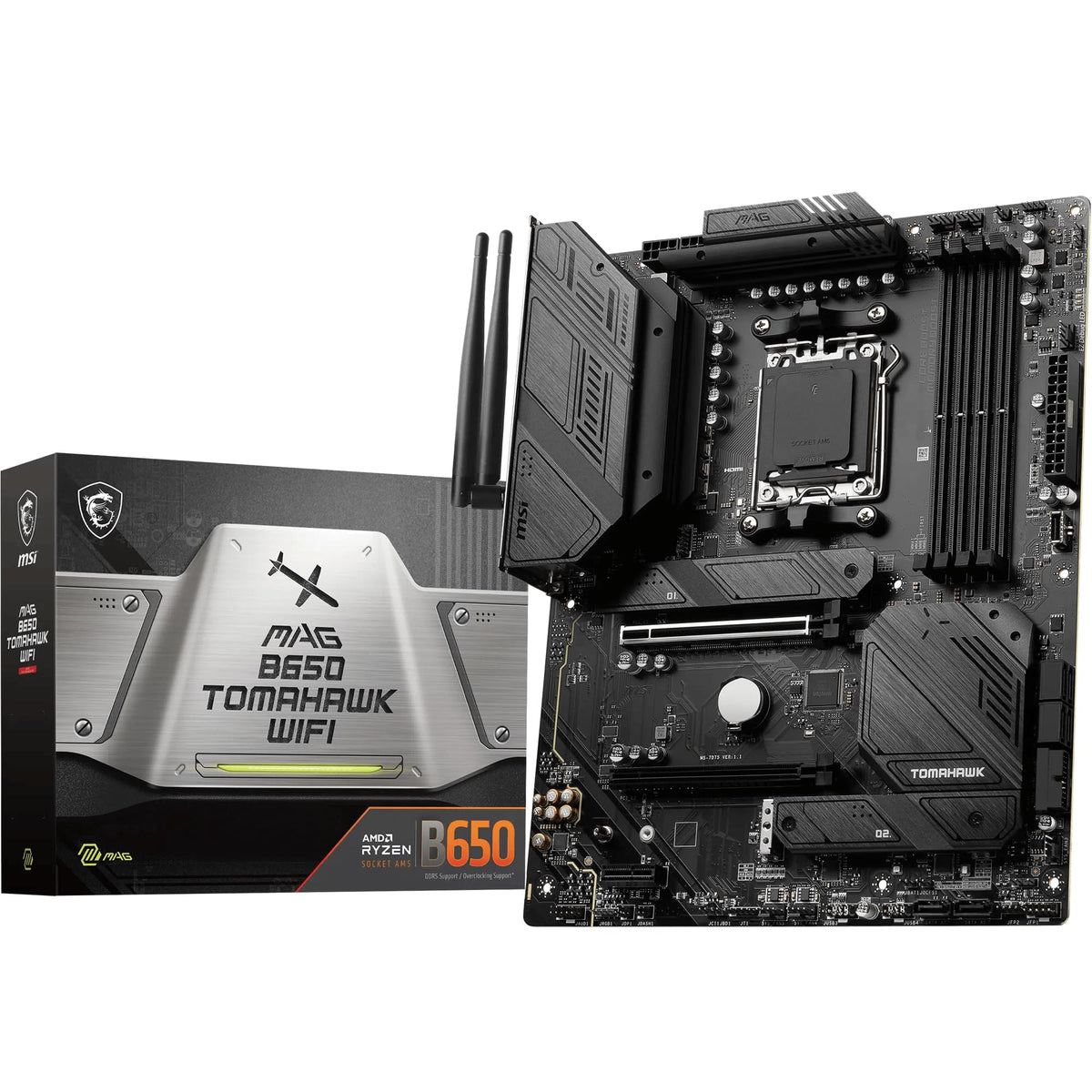 MSI MAG B650 Tomahawk WiFi Placă de bază, ATX - Suportă procesoare din seria Ryzen 9000, 8000 & 7000, VRM AM5-14 Duet Rail 80A, Boost de memorie DDR5 6400+MHz/OC, 2 x PCIe 4.0 x16, 3X M.2 Gen4, Wi-Fi 6E - 7D75-001R