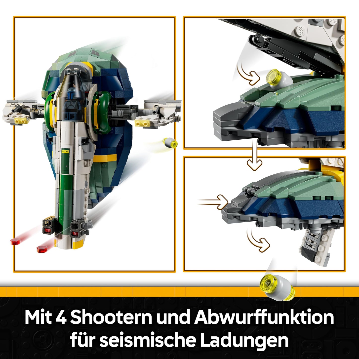 LEGO Star Wars: Attack of the Clones Jango Fett's starship - toy for boys and girls aged 9 and up - bounty hunter minifigures - creative DIY decoration - gift idea for children - 75433