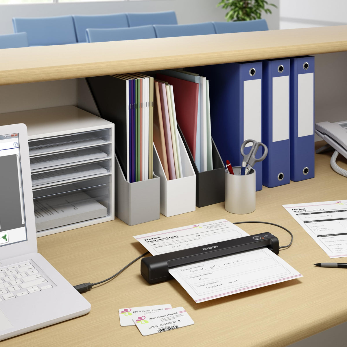 Epson Workforce ES-50, portable A4 document scanner with high scanning speed, scanner for high-resolution documents, ideal for small offices and home offices, black - B11B252401
