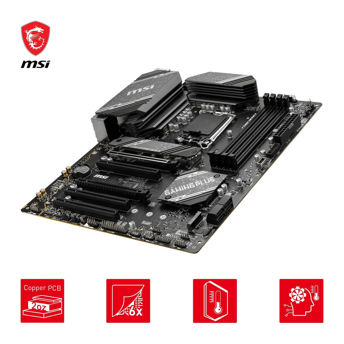 MSI B760 Gaming Plus WiFi Motherboard, ATX - Supports Intel Core processors of the 14th, 13th, and 12th generation, LGA 1700 - DDR5 6800+MHz/OC, 2 x PCIe 4.0 x16, 2 x M.2 Gen4, 2.5G LAN, Wi-Fi 6E - 7D98-007R