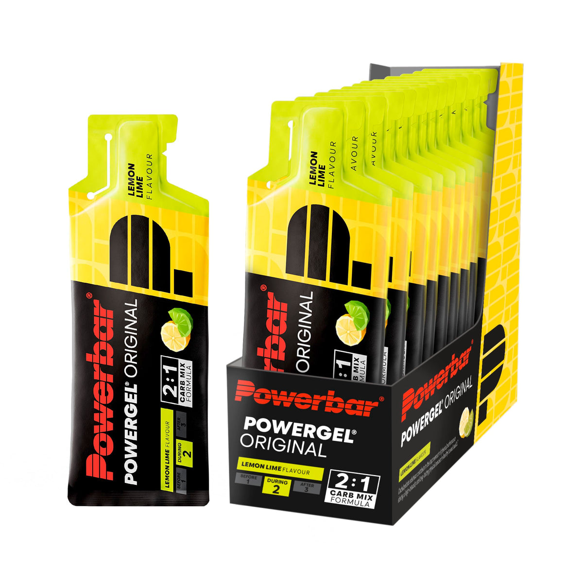Powerbar - PowerGel Original - Lămâie Lime - 12x41g - Gel energetic cu conținut ridicat de carbohidrați - Sodiu - fără cofeină - 22010410