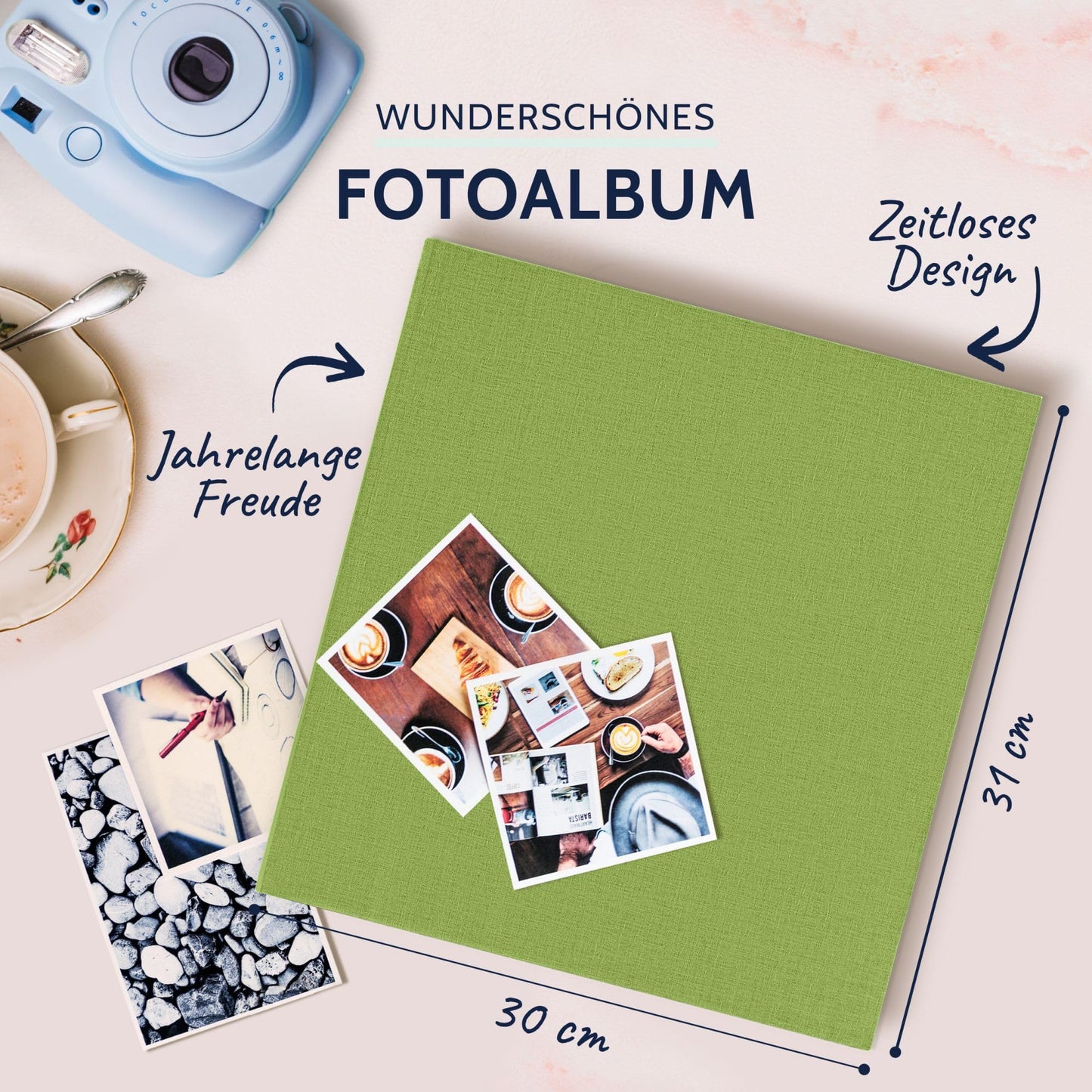 goldbuch 31805 photo album Summertime Trend, 30 x 31 cm, photo book with 100 white pages with glassine dividers, album for gluing photos, linen cover, memory album, light green