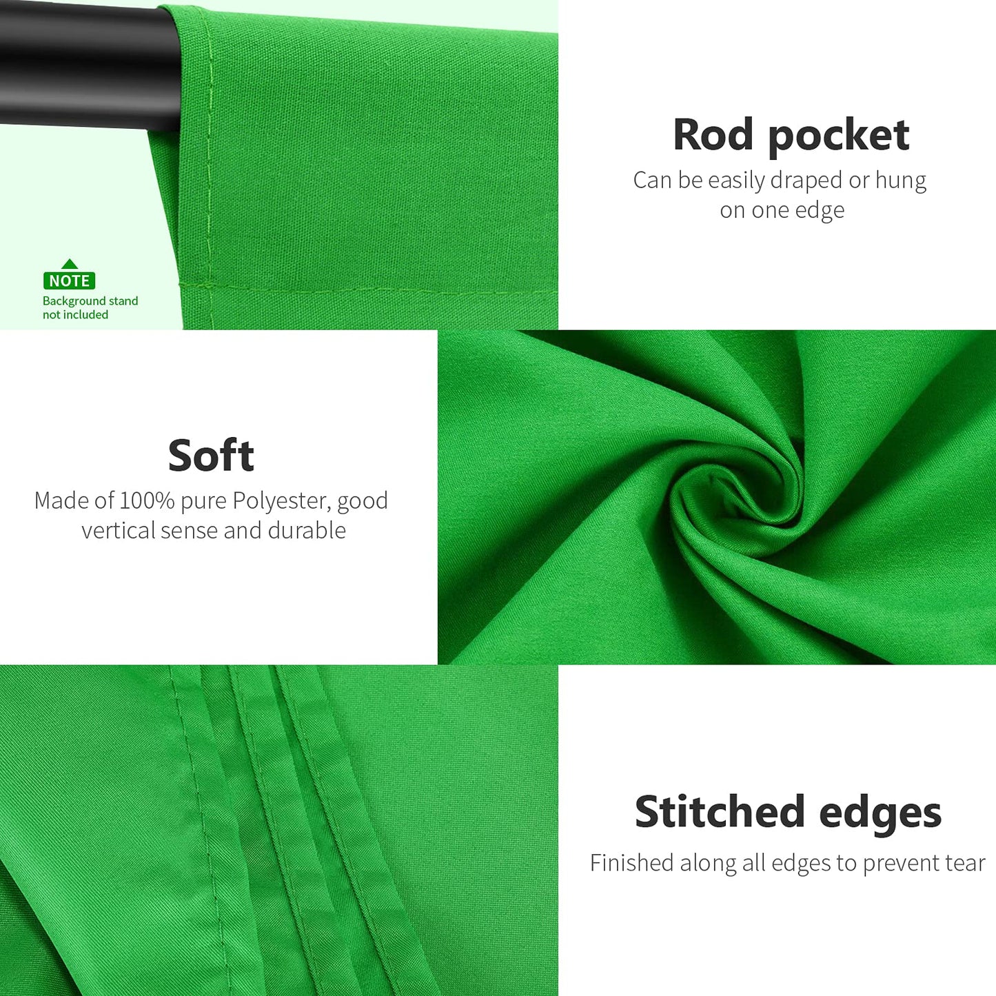 Neewer 3 x 3.6M PRO Photo Studio Premium Polyester Foldable Backdrop Background for Photography, Video and TV (Background ONLY) - GREEN - 10083670@@##2