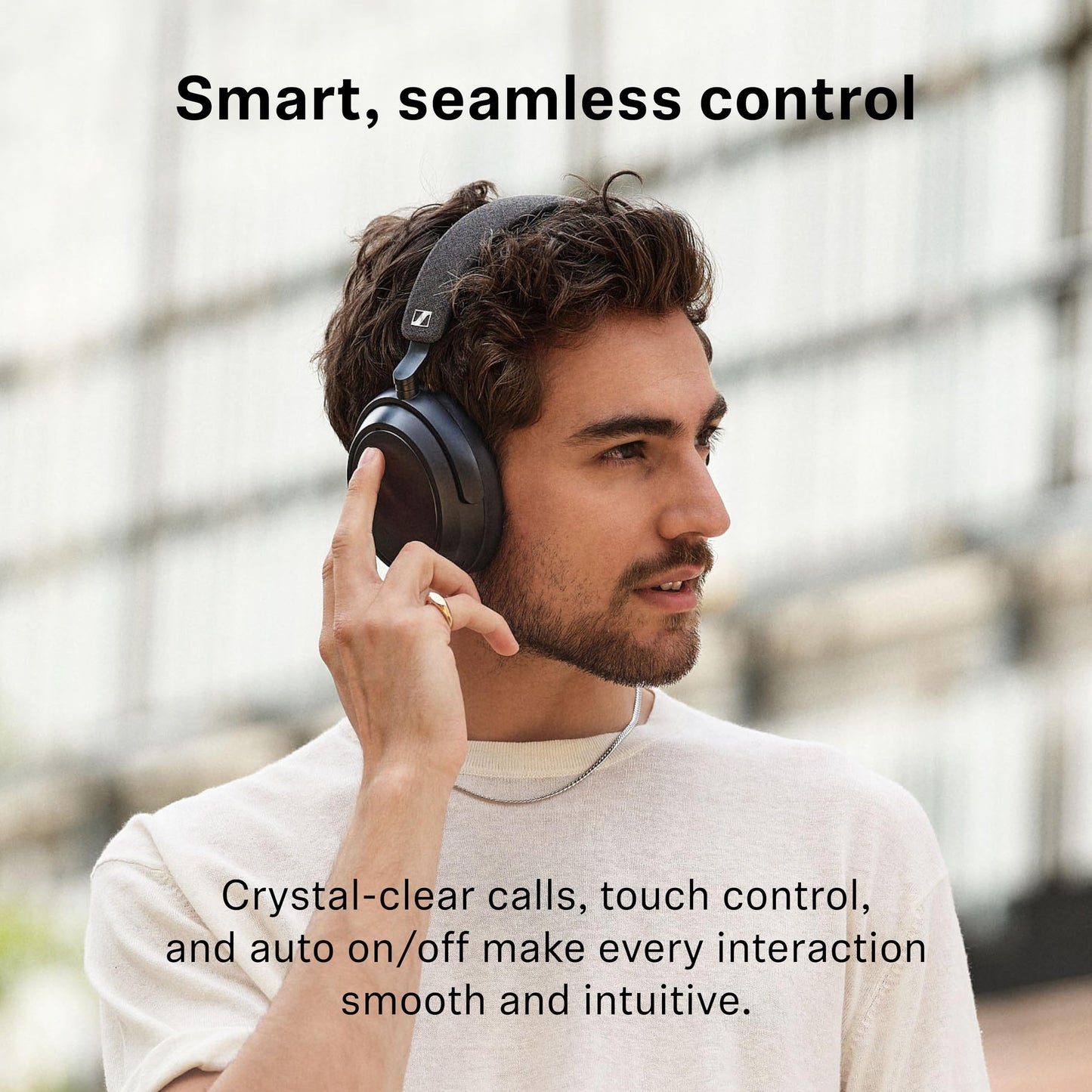 Sennheiser MOMENTUM 4 Wireless Noise Canceling Headphones - Bluetooth headphones headset for crystal clear calls with adaptive noise cancellation, over-ear, 60 h battery, foldable, black - 509266