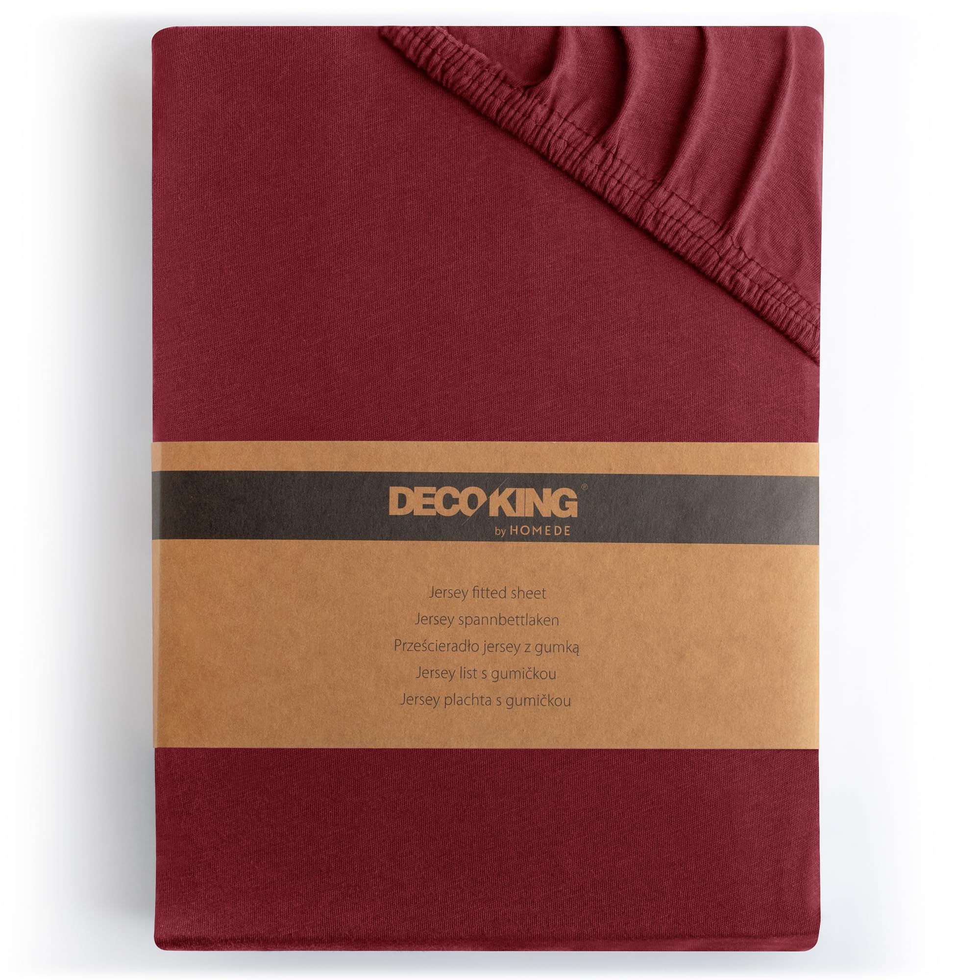 DecoKing cearșaf cu elastic 200x220 220x240 cm 100% bumbac pieptănat cearșafuri cu elastic Bordeaux Jersey pentru pat boxspring Amber 200 x 220 220 x 240