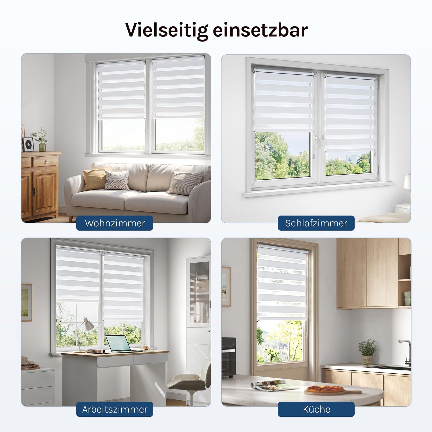 WOLTU double roller blind Klemmfix without drilling white W 120 x H 150 cm, duo roller blind translucent window roller blind for darkening inside, zebra roller blind with chain pull - side pull roller blind for windows and doors