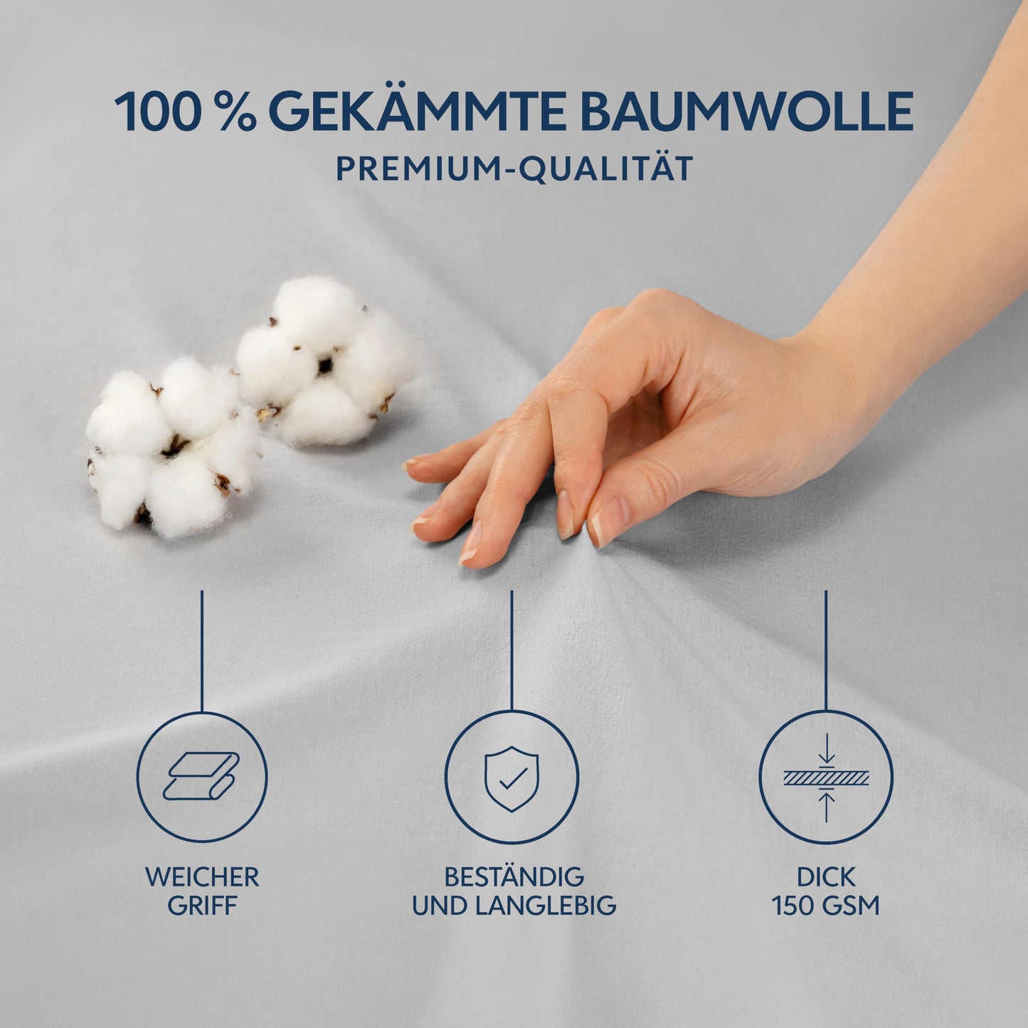 Dreamzie Premium fitted sheet 180x200 cm, fitted sheet for thick mattresses up to 27 cm, bed sheet 100% jersey cotton, 150 g/m², Oeko-TEX certified - gray - DHC_C_180x200_Gr_E