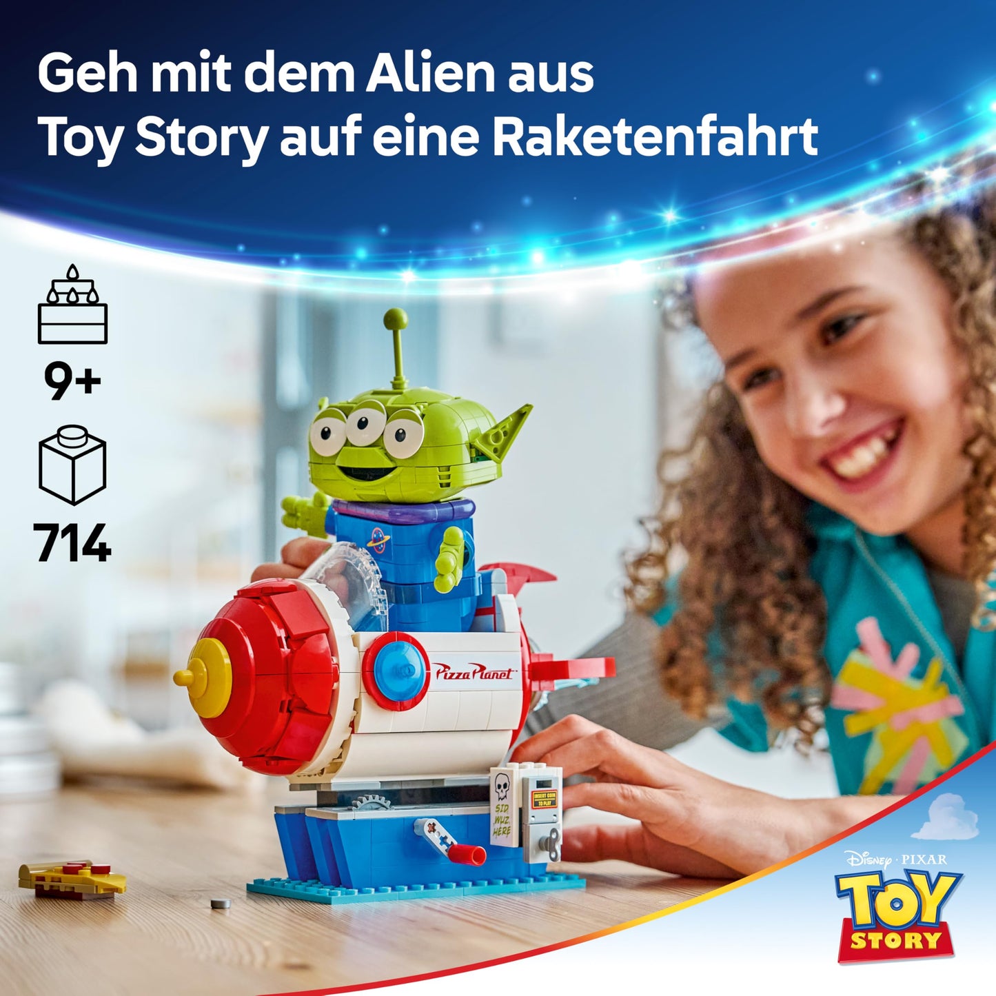 LEGO Disney and Pixar Toy Story Alien with Pizza Planet rocket ride - spaceship toy with alien figure as DIY decoration - gift for boys and girls aged 9 and up and Toy Story fans - 43307